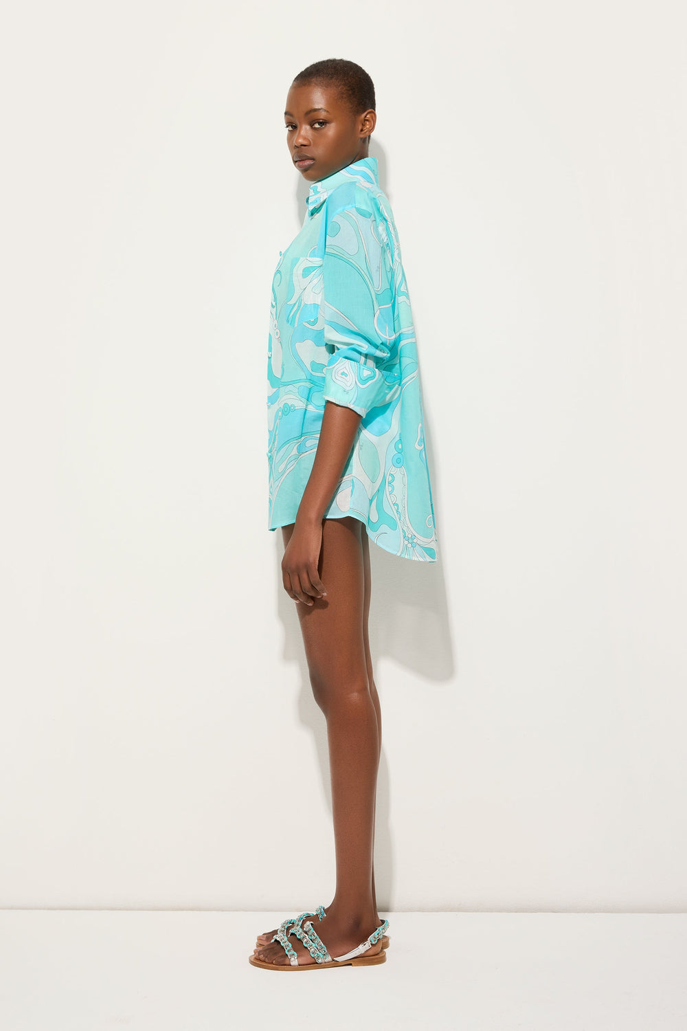 Orchidee Print Cotton Shirt
 WOMAN Pucci