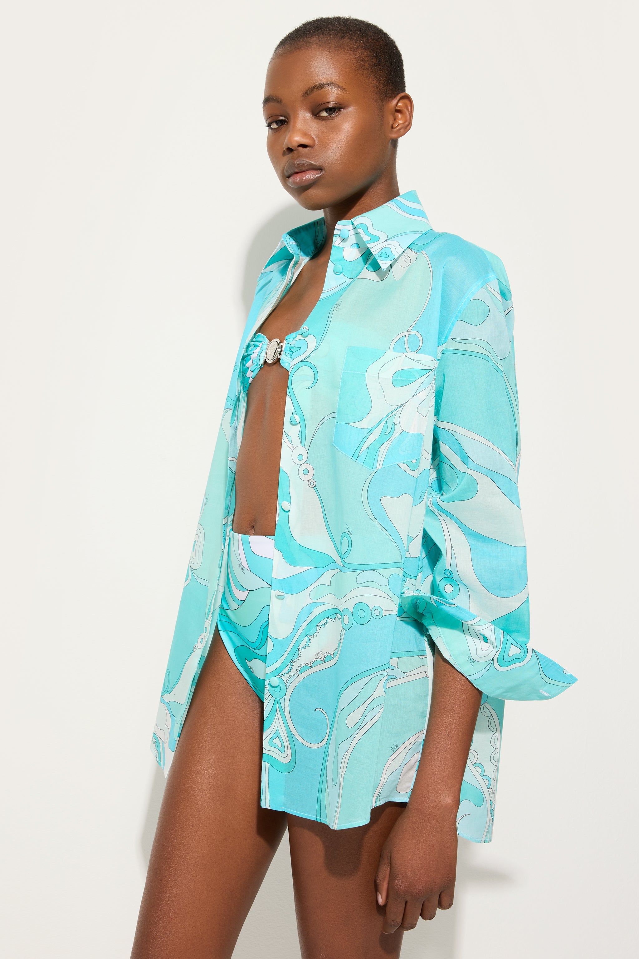 Orchidee Print Cotton Shirt
 WOMAN Pucci