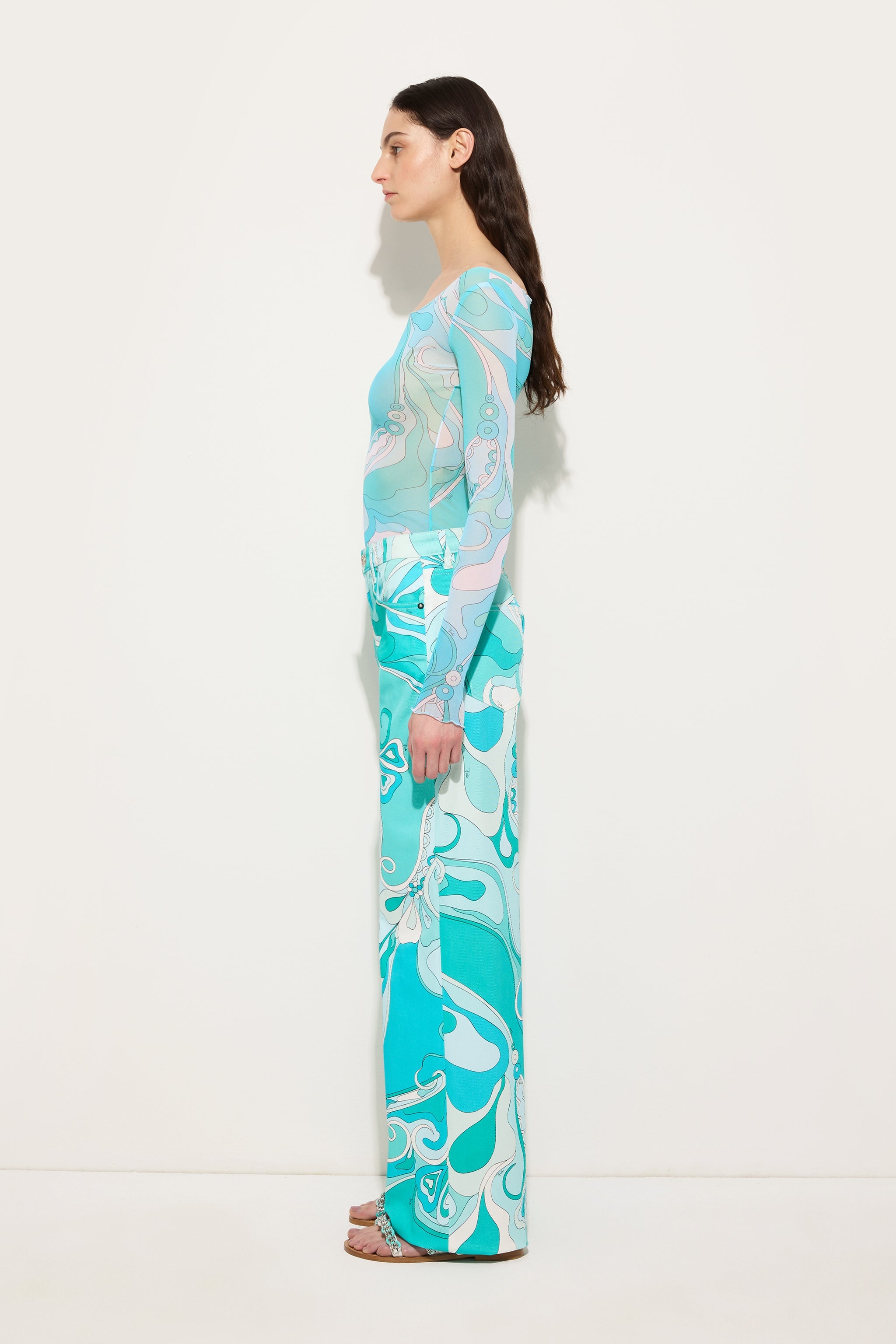 Orchidee Print Tulle Top
 WOMAN Pucci