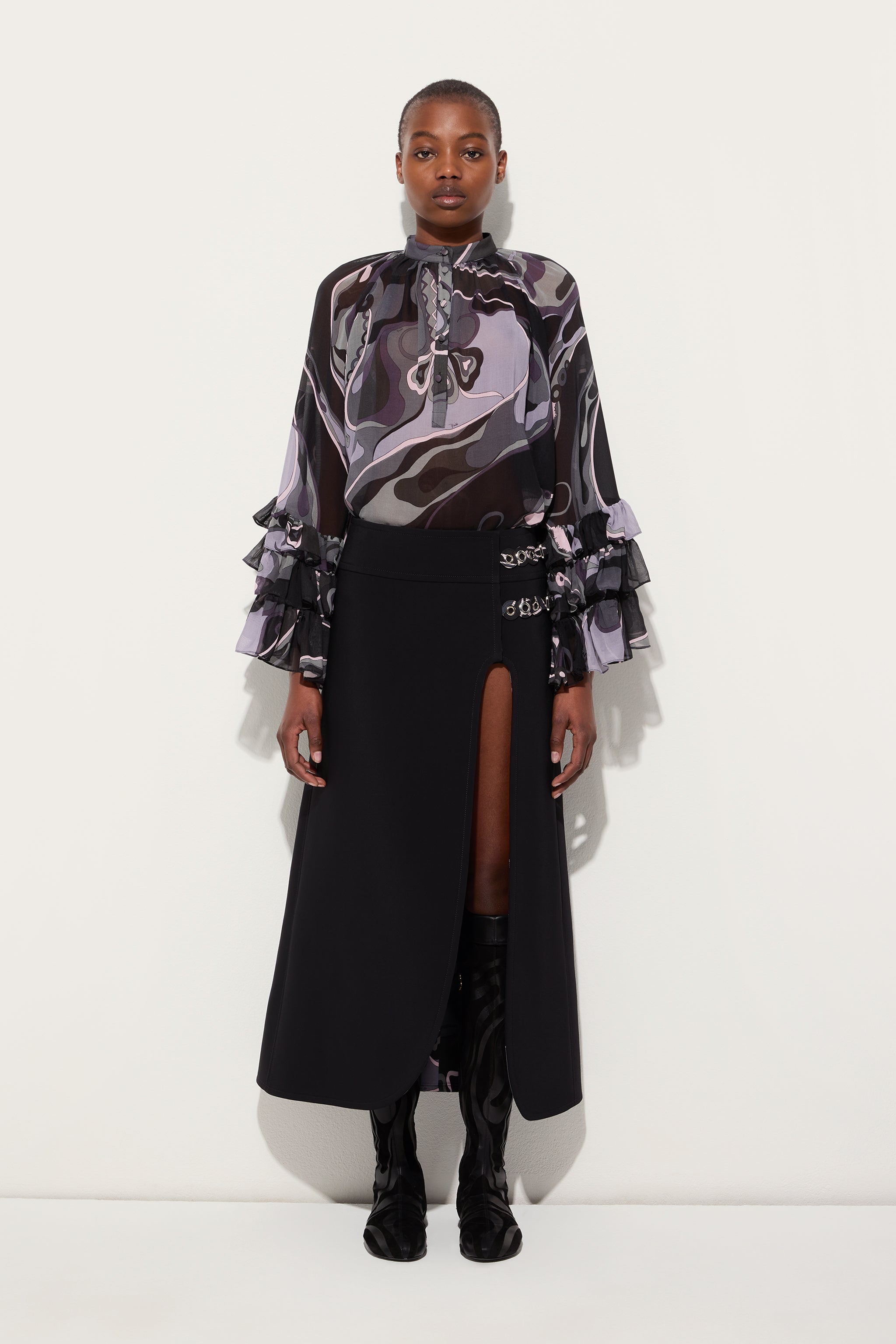 Orchidee Print Silk Blouse
 WOMAN Pucci