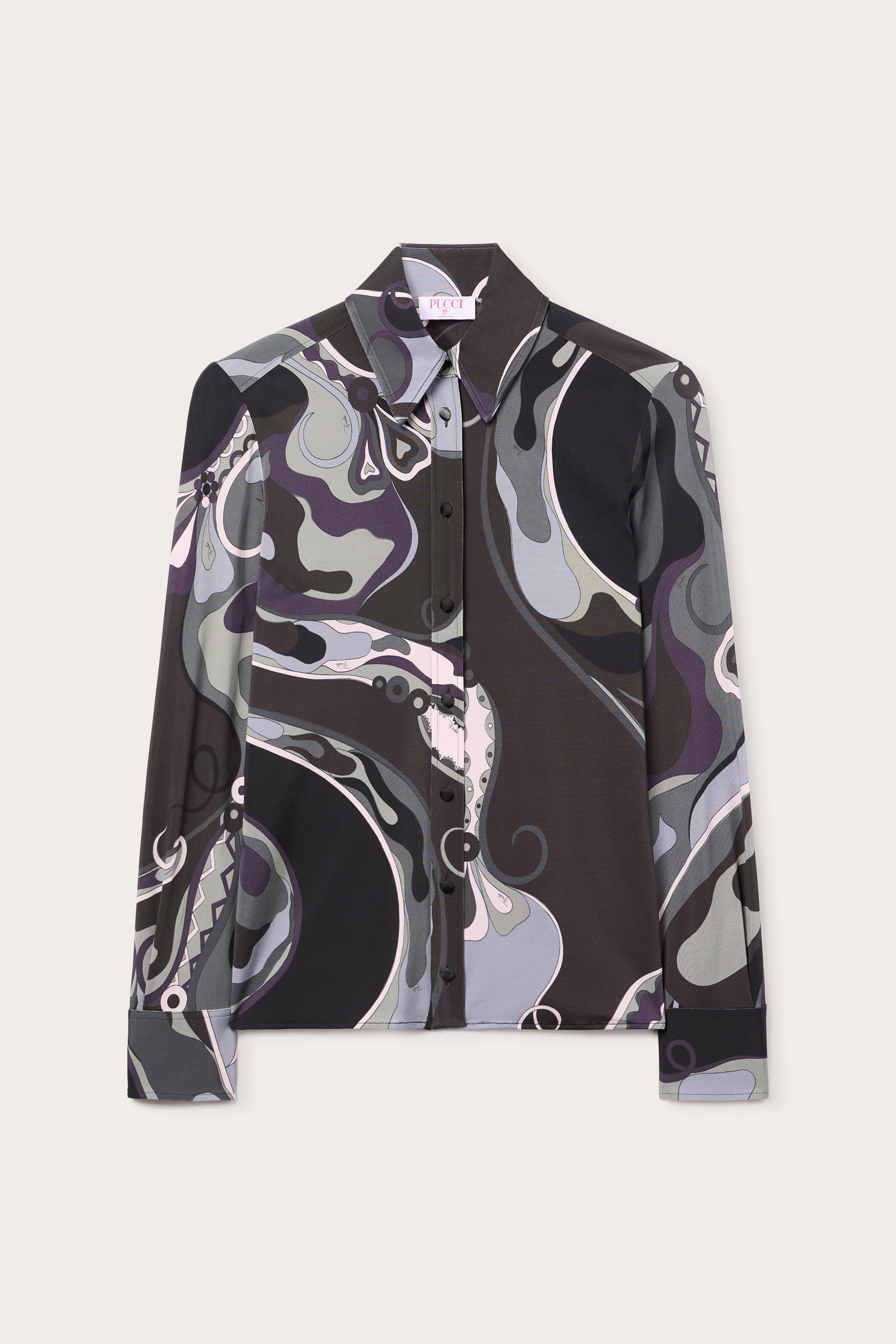 Orchidee Print Satin Jersey Shirt
 WOMAN Pucci