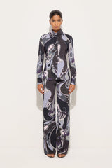 Orchidee Print Satin Jersey Shirt
 WOMAN Pucci