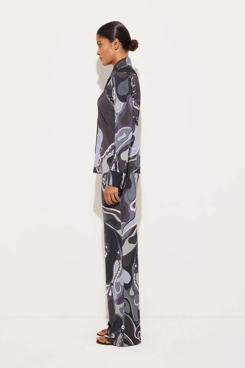 Orchidee Print Satin Jersey Shirt
 WOMAN Pucci