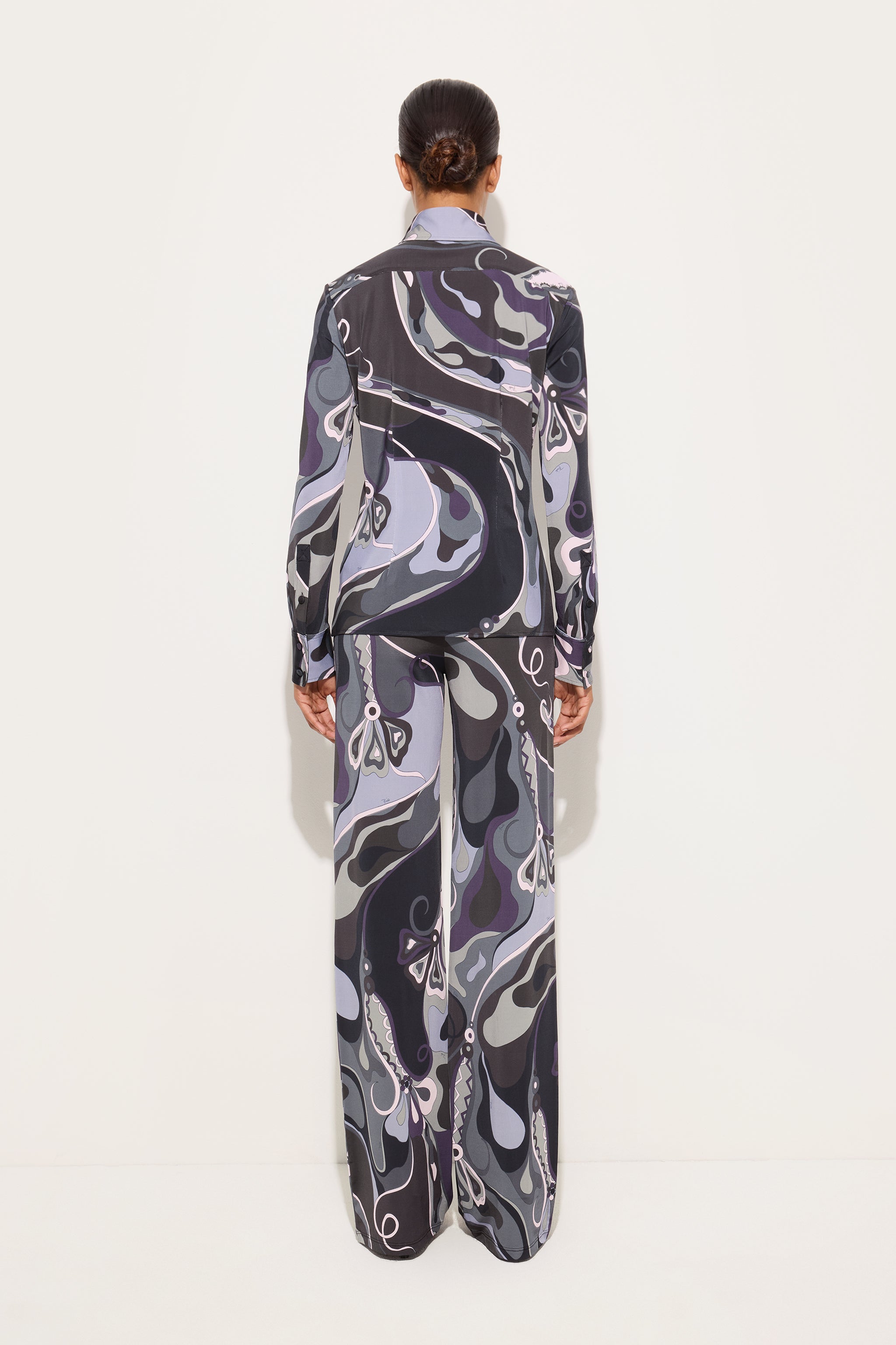 Orchidee Print Satin Jersey Shirt
 WOMAN Pucci