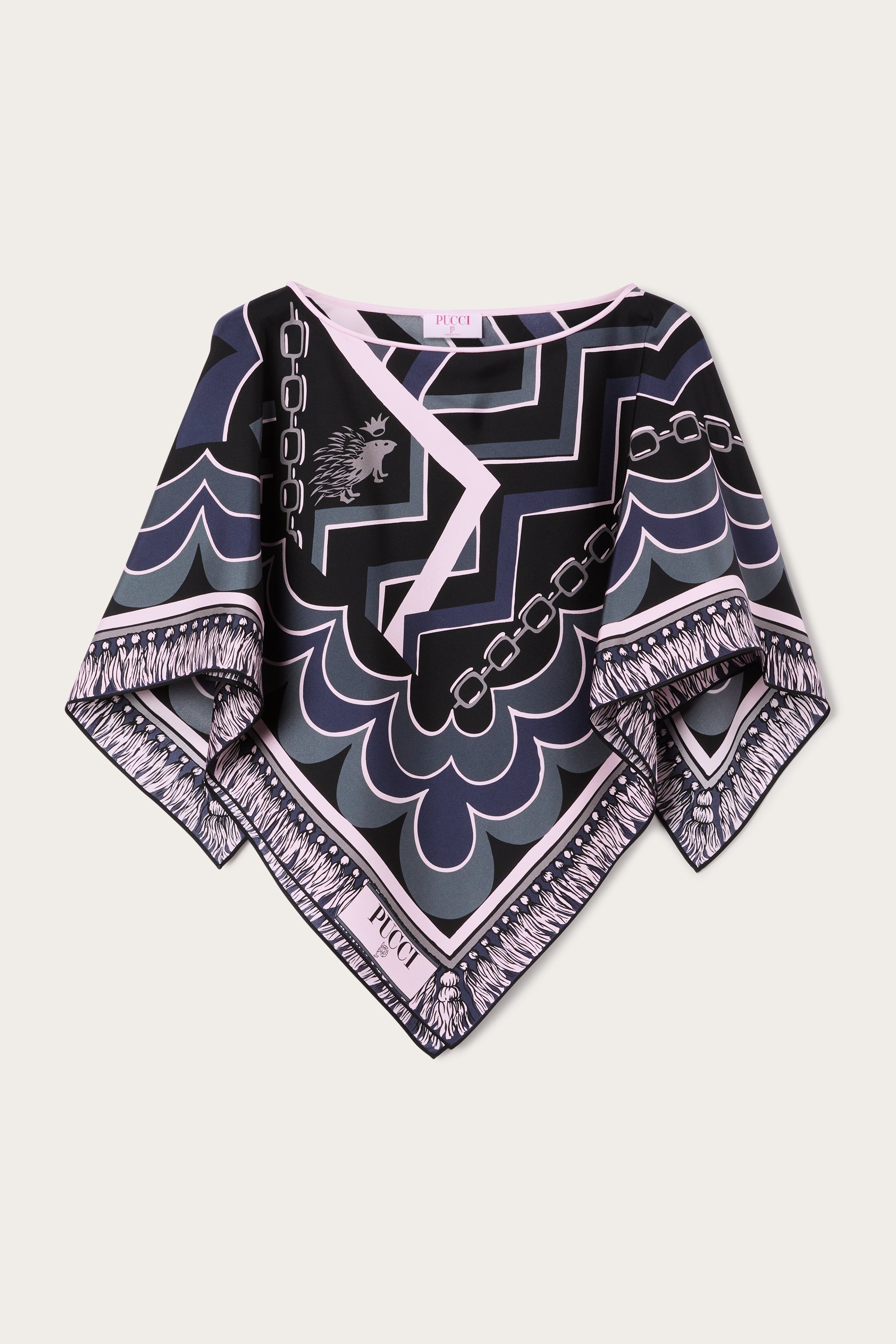 Istrice Print Silk Cape Blouse
 WOMAN Pucci