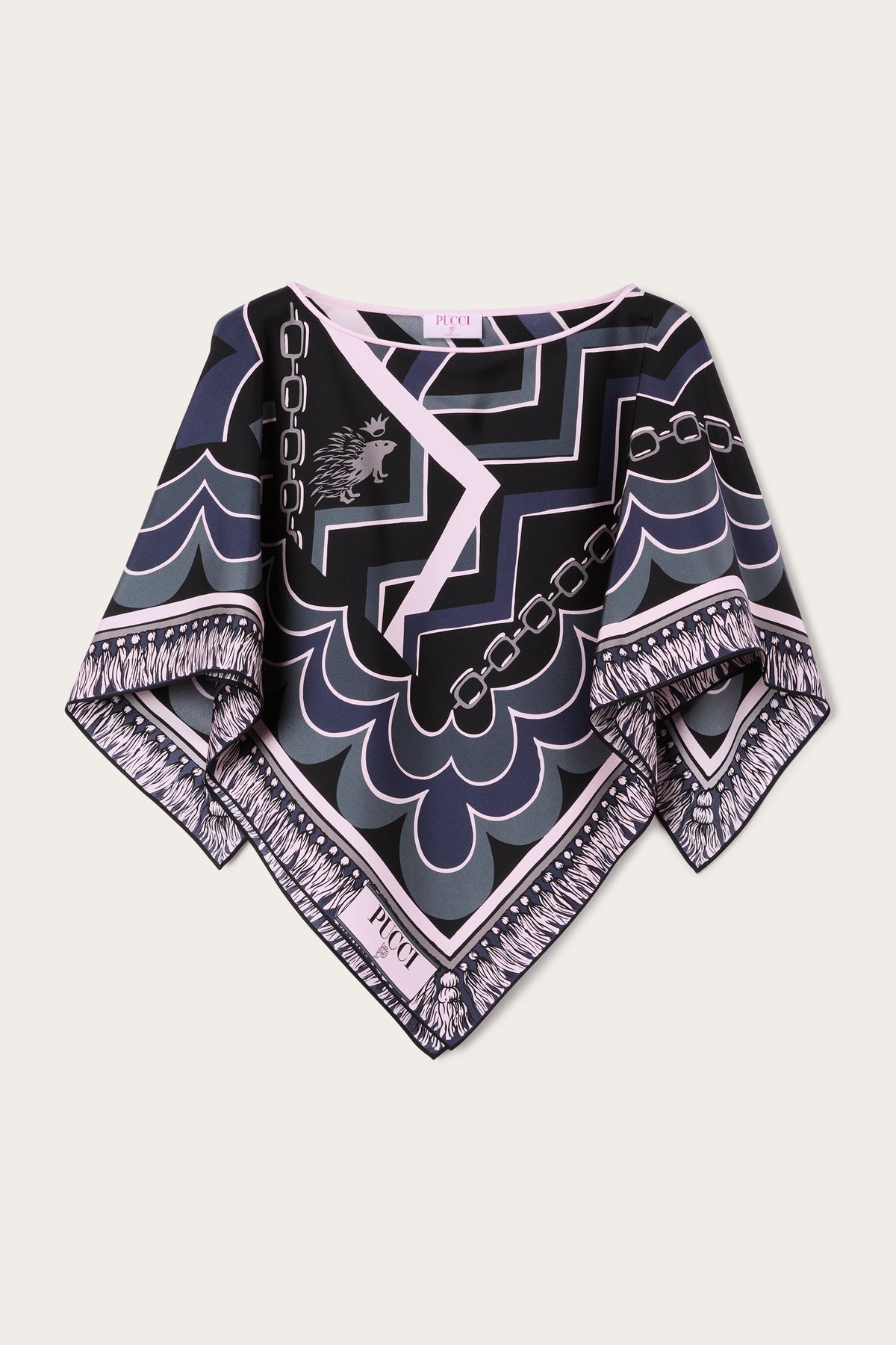 Istrice Print Silk Cape Blouse
 WOMAN Pucci