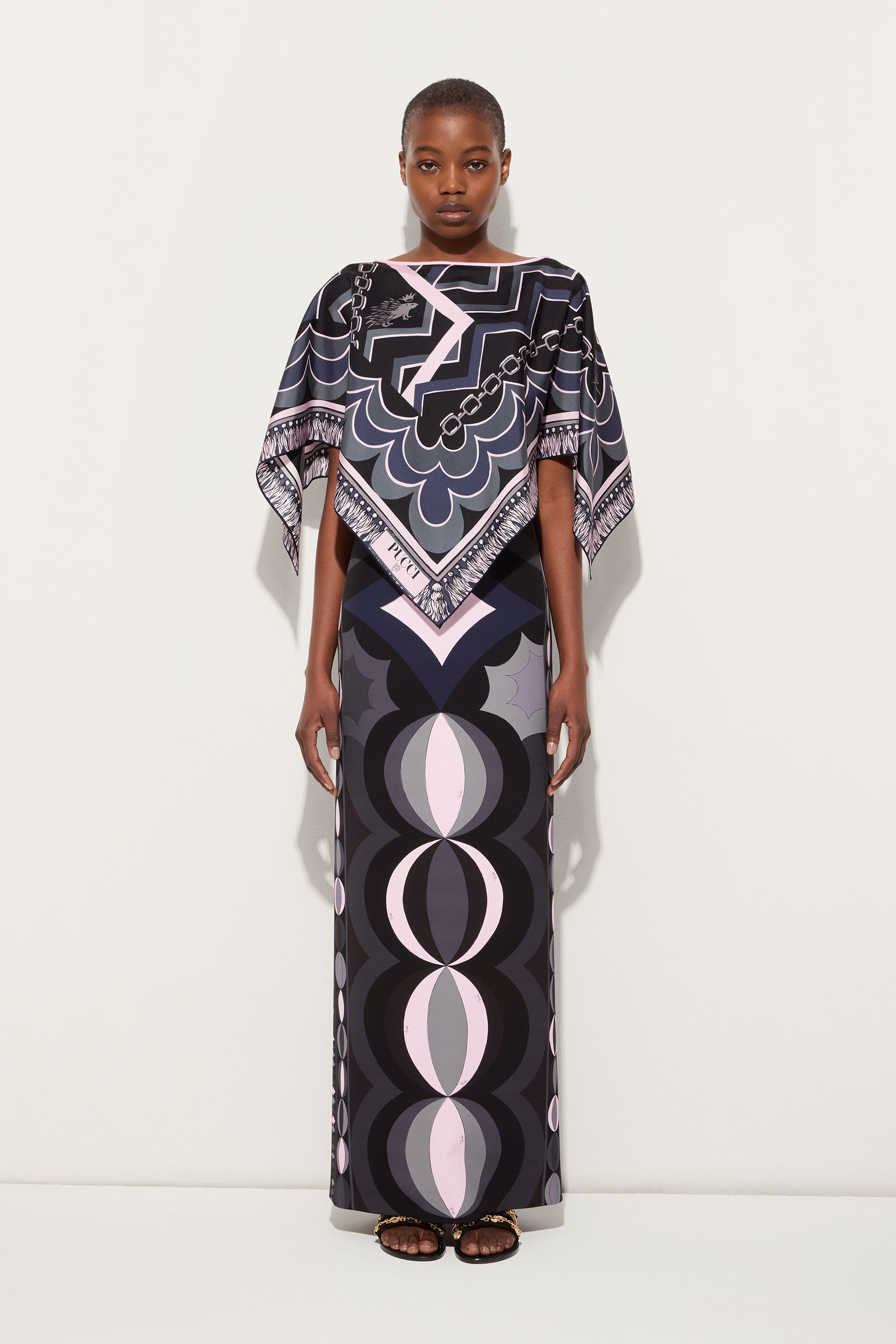 Istrice Print Silk Cape Blouse
 WOMAN Pucci