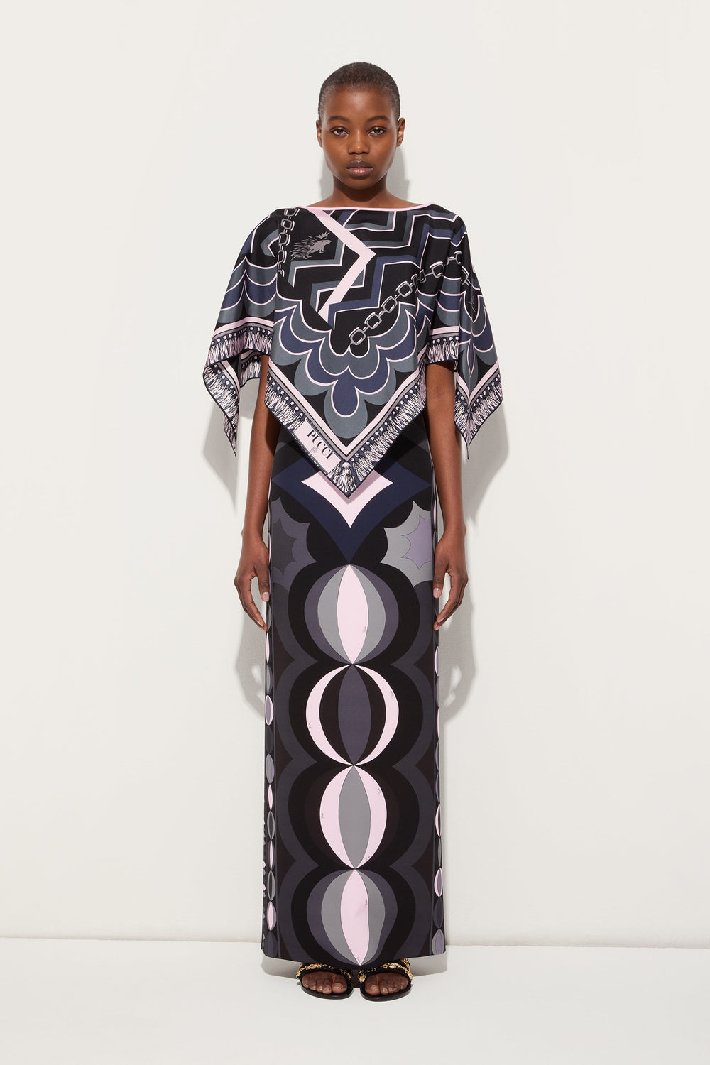 Istrice Print Silk Cape Blouse
 WOMAN Pucci