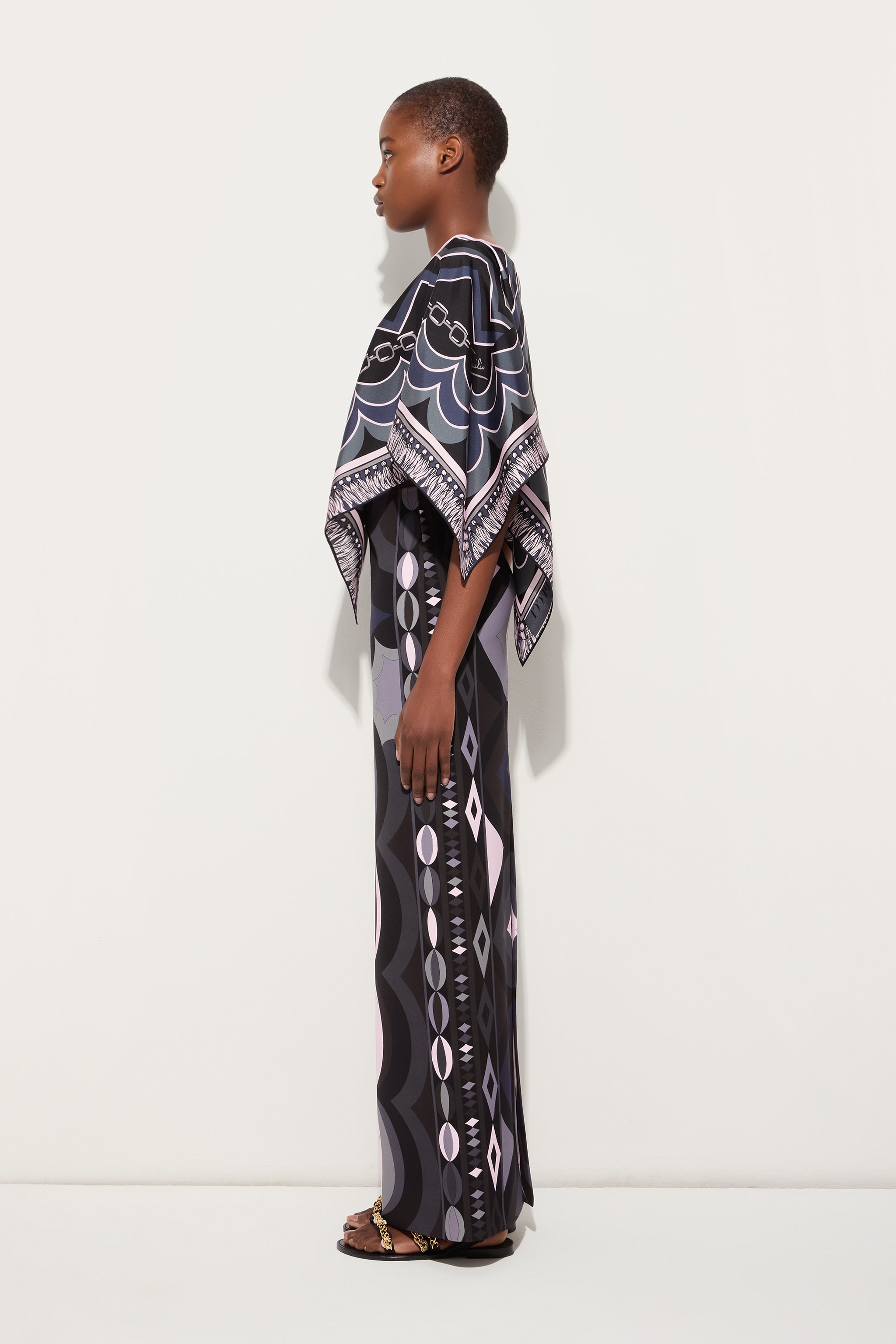 Istrice Print Silk Cape Blouse
 WOMAN Pucci