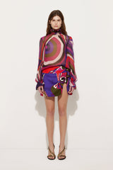Iride Print Blouse with Balloon Sleeves
 WOMAN Pucci