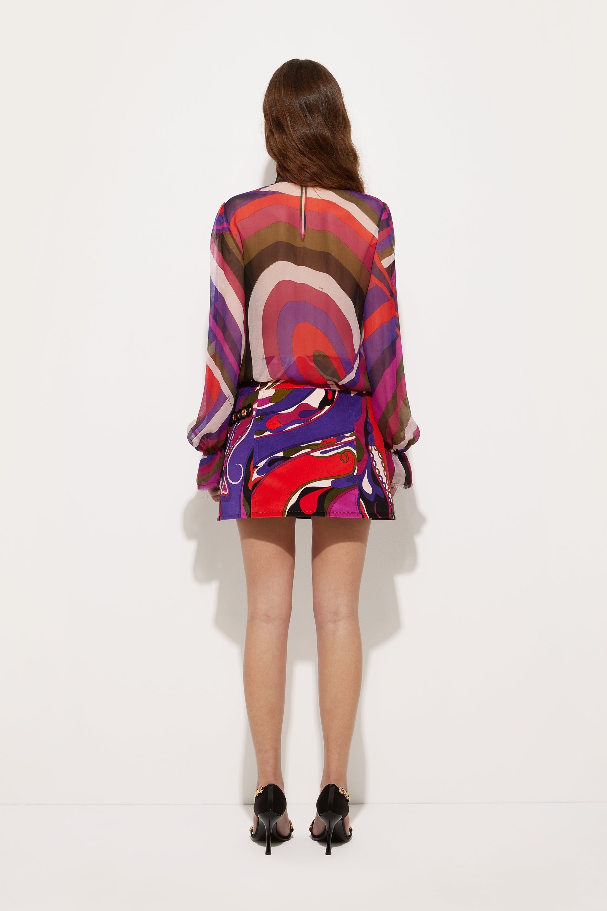 Iride Print Blouse with Balloon Sleeves
 WOMAN Pucci