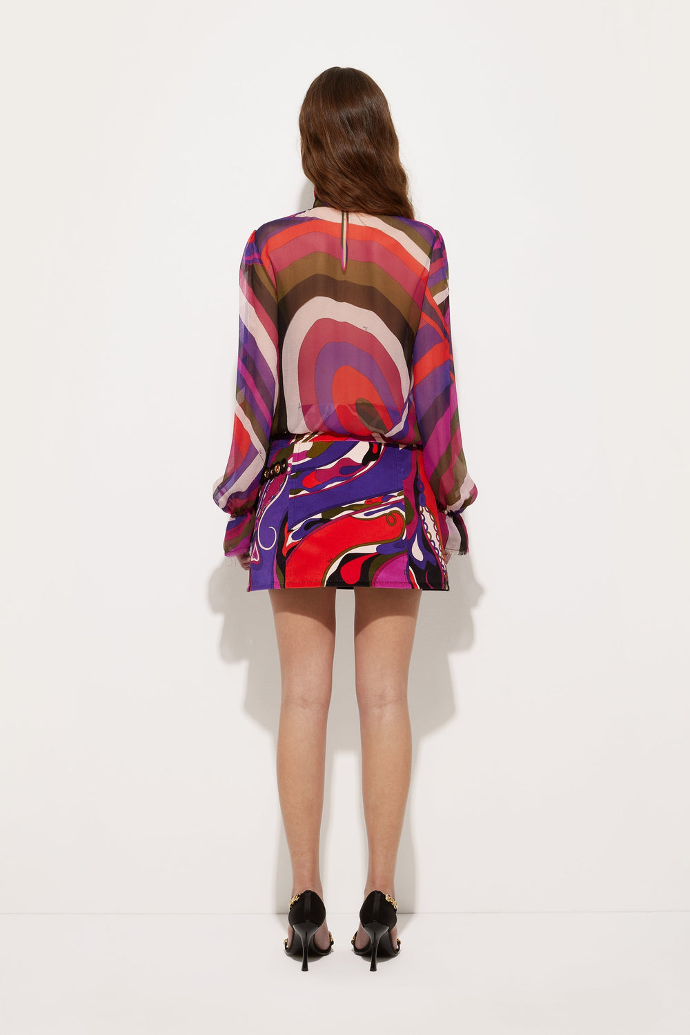 Iride Print Blouse with Balloon Sleeves
 WOMAN Pucci