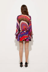 Iride Print Blouse with Balloon Sleeves
 WOMAN Pucci