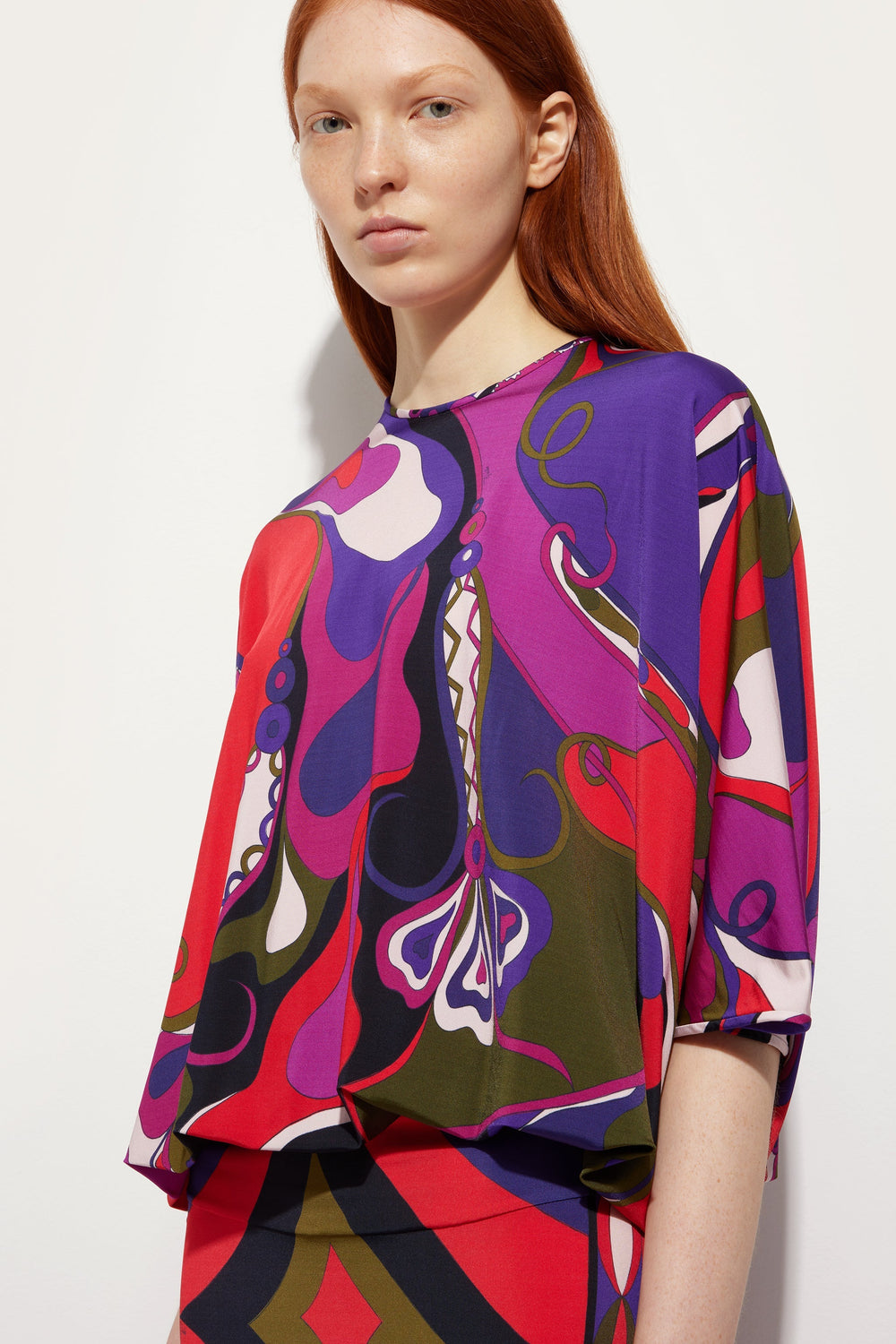 Orchidee Print Cape Blouse
 WOMAN Pucci