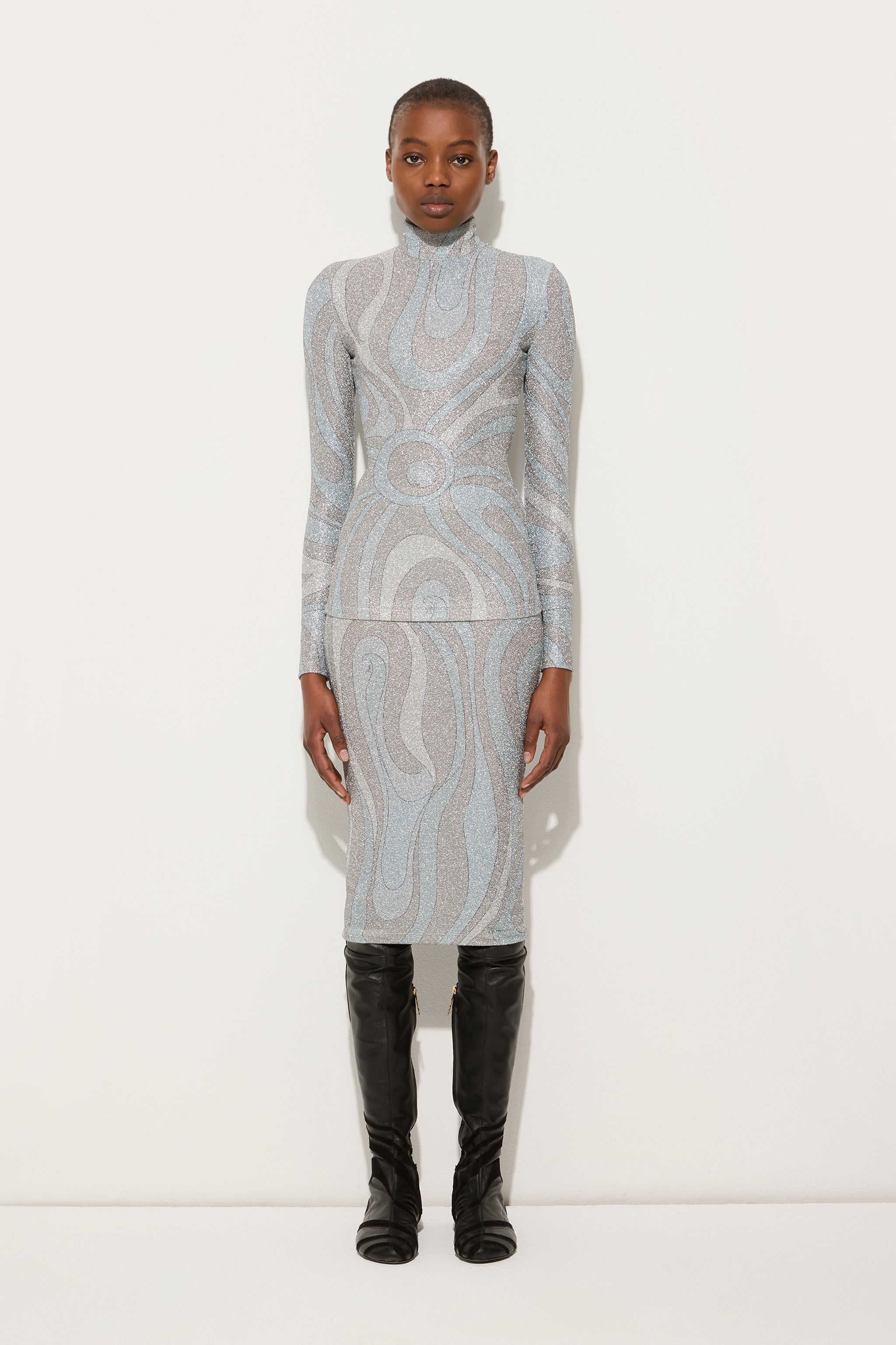 Marmo Print High-neck Lamé Top
 WOMAN Pucci