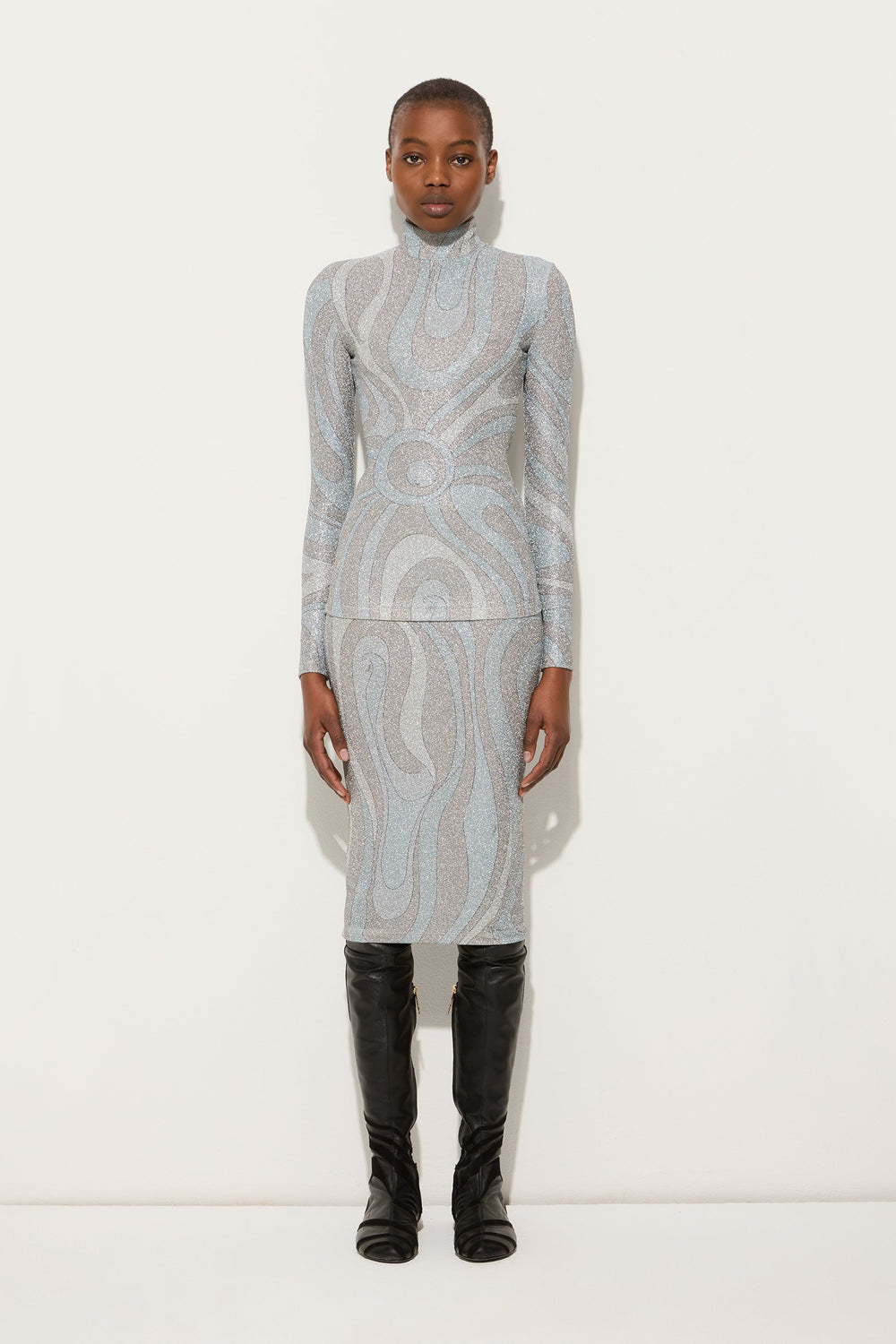 Marmo Print High-neck Lamé Top
 WOMAN Pucci