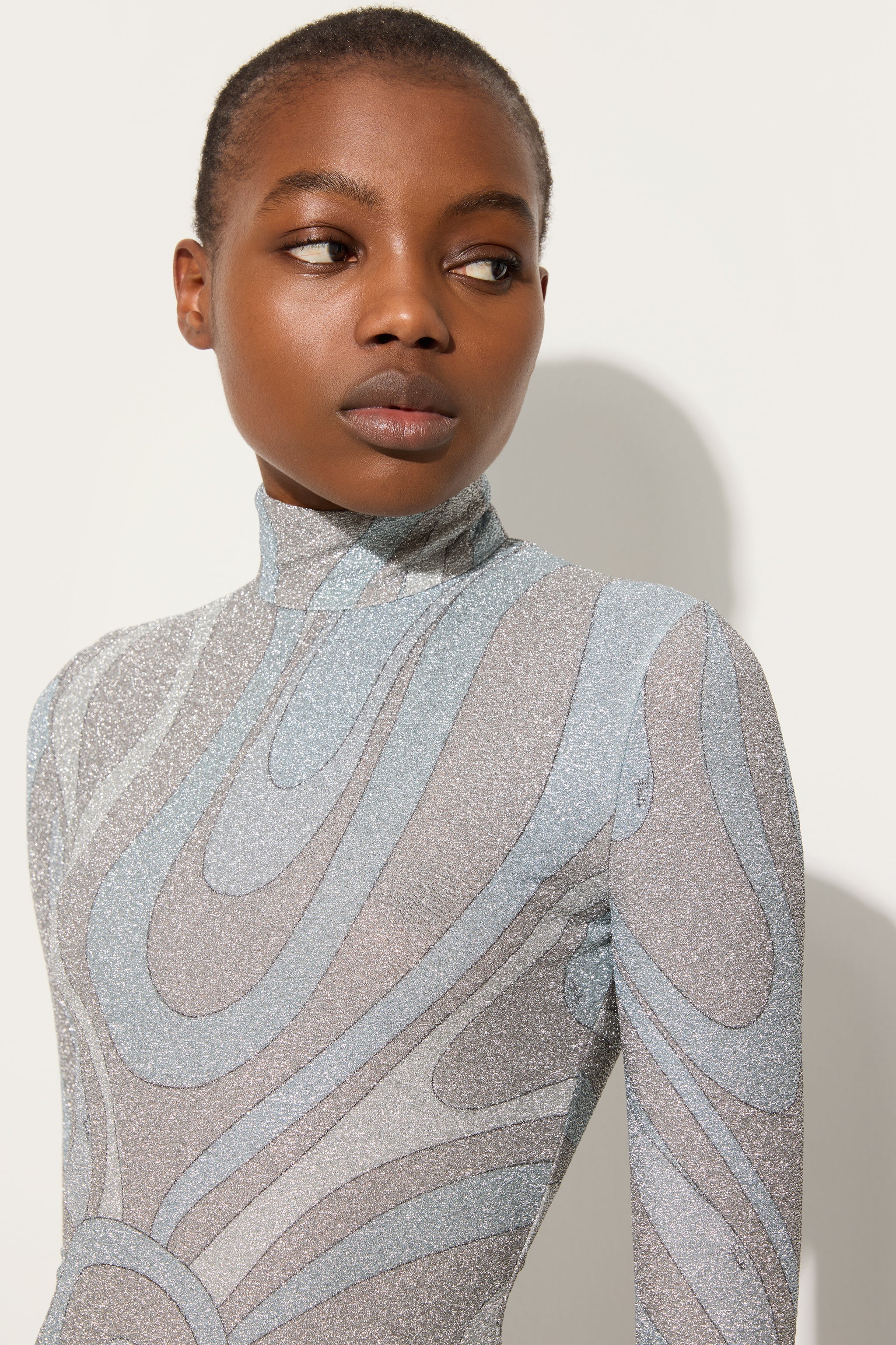 Marmo Print High-neck Lamé Top
 WOMAN Pucci