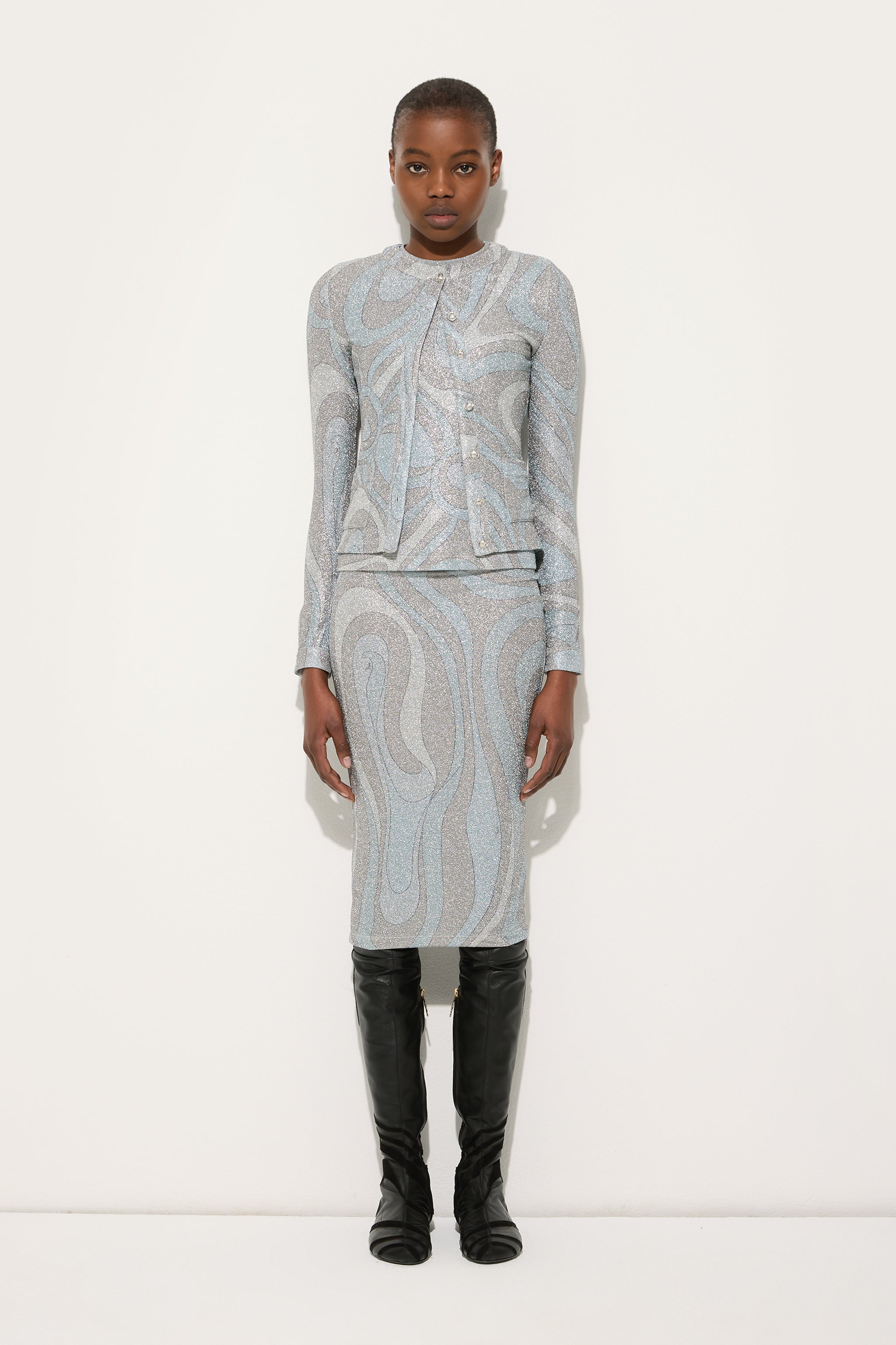 Marmo Jersey Lamé Cardigan
 WOMAN Pucci