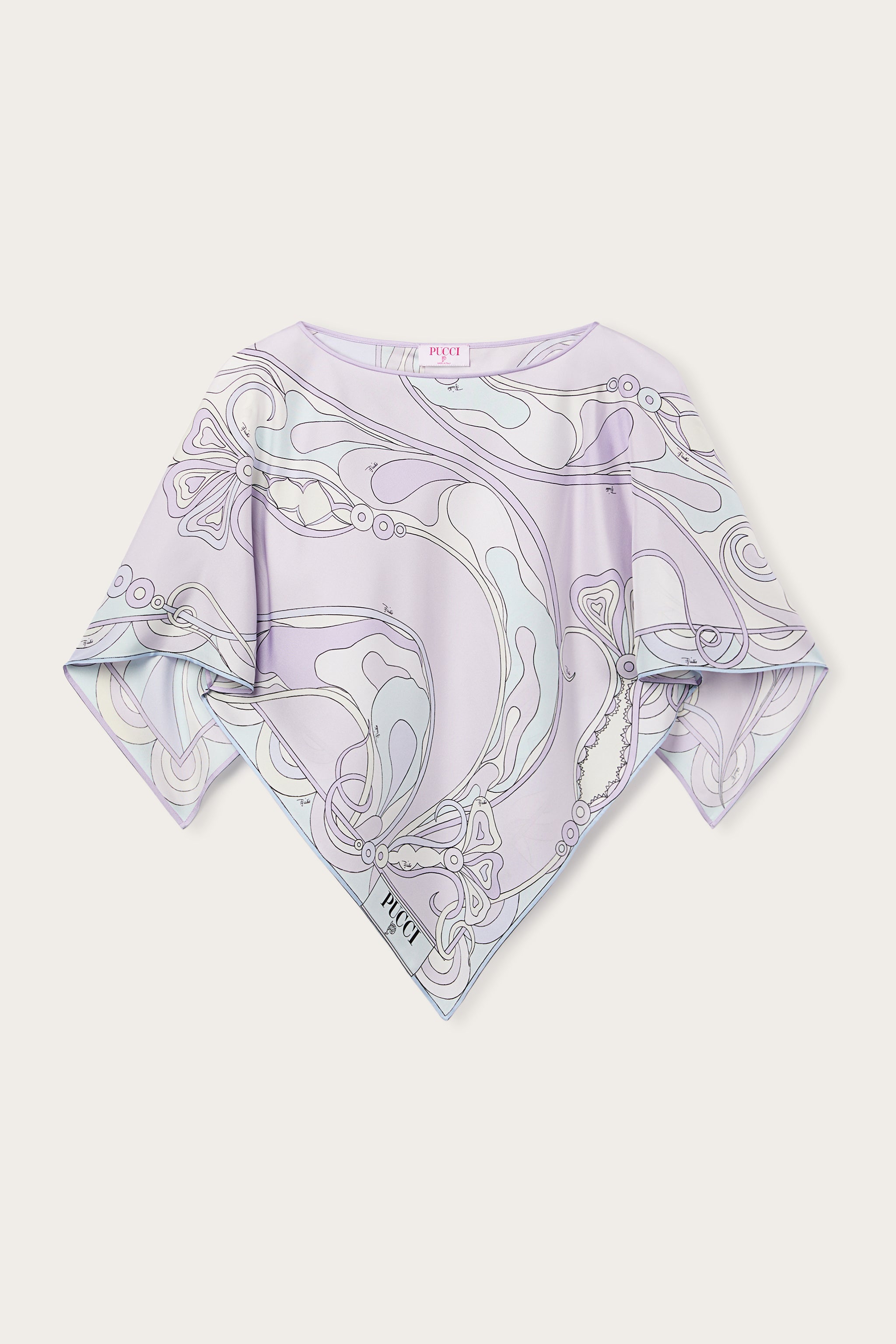 Orchidee Print Silk Cape Blouse
 WOMAN Pucci