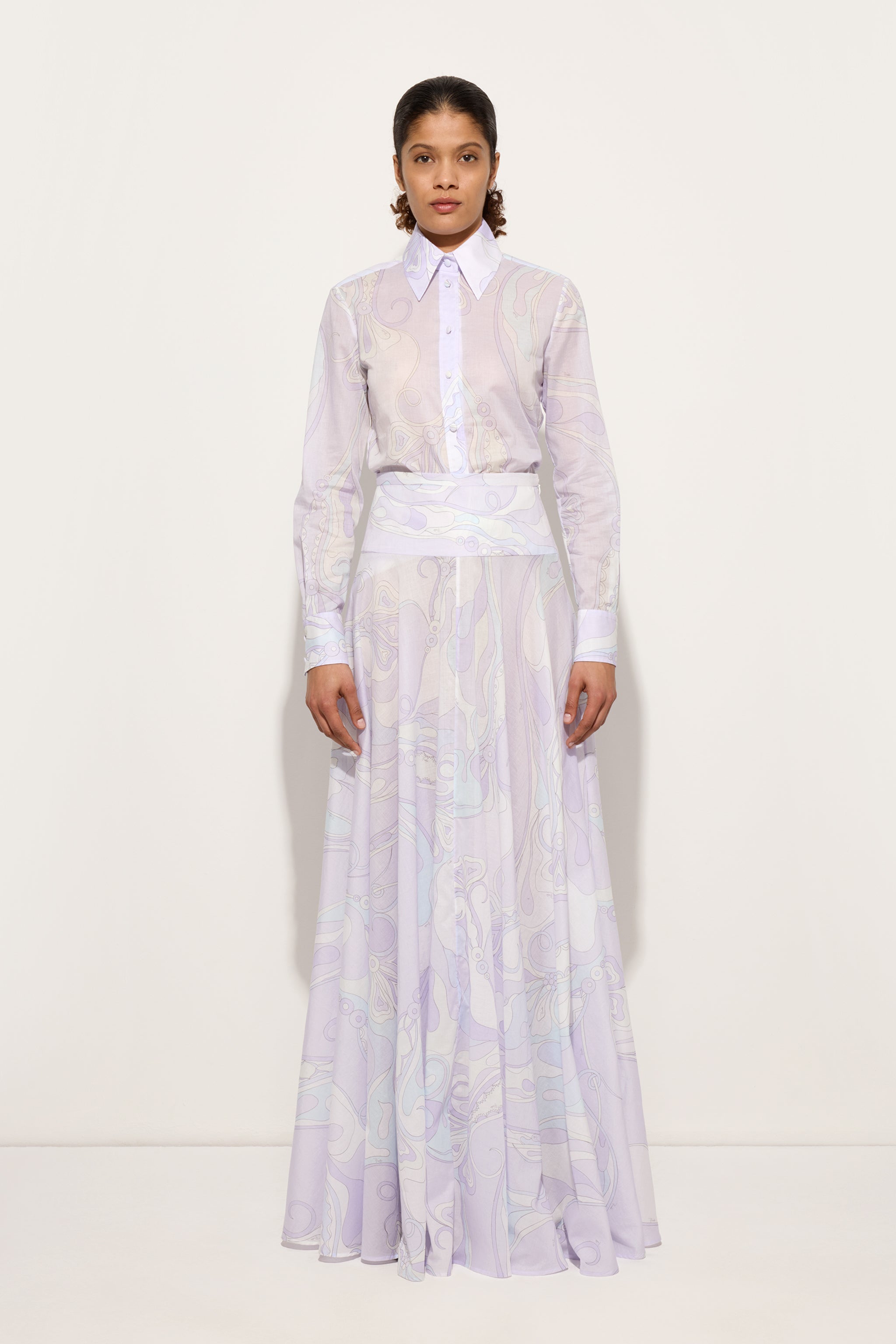 Orchidee Print Cotton Shirt
 WOMAN Pucci