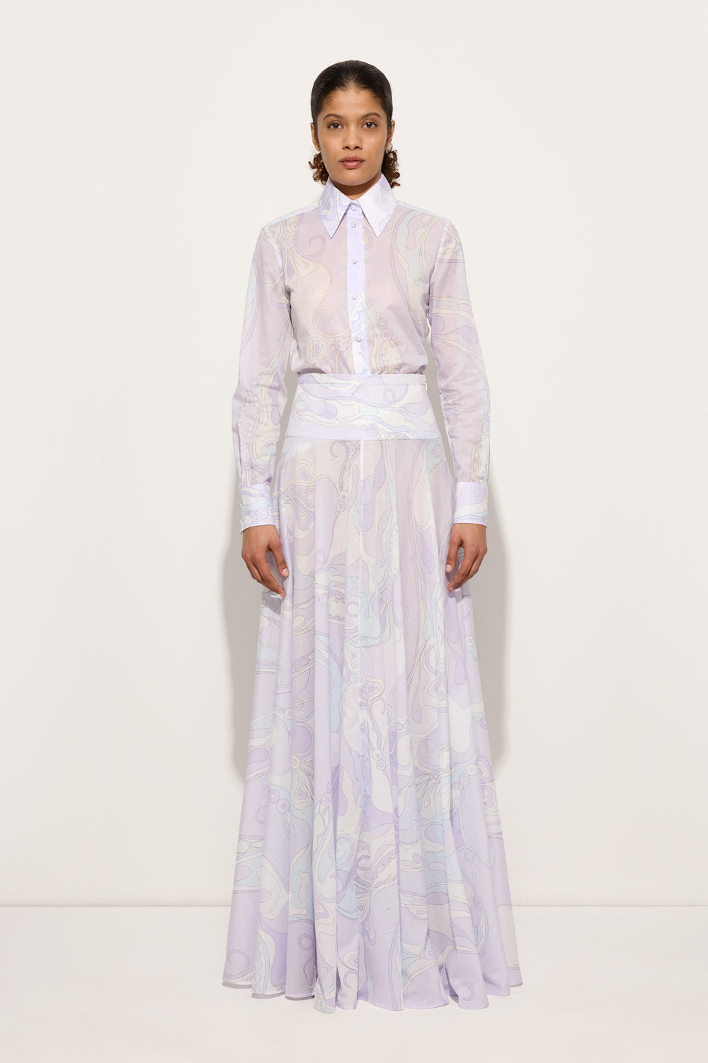 Orchidee Print Cotton Shirt
 WOMAN Pucci