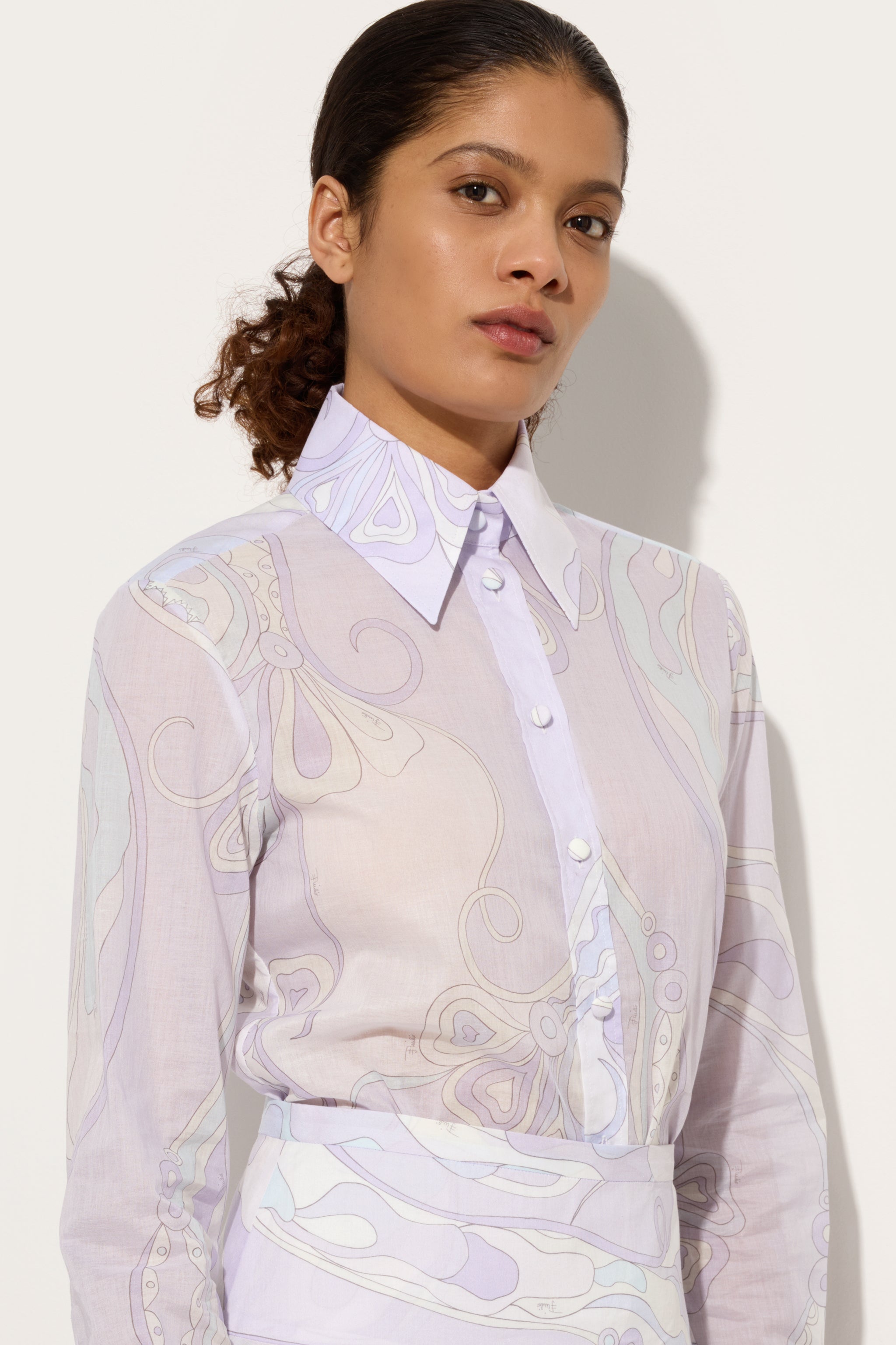 Orchidee Print Cotton Shirt
 WOMAN Pucci