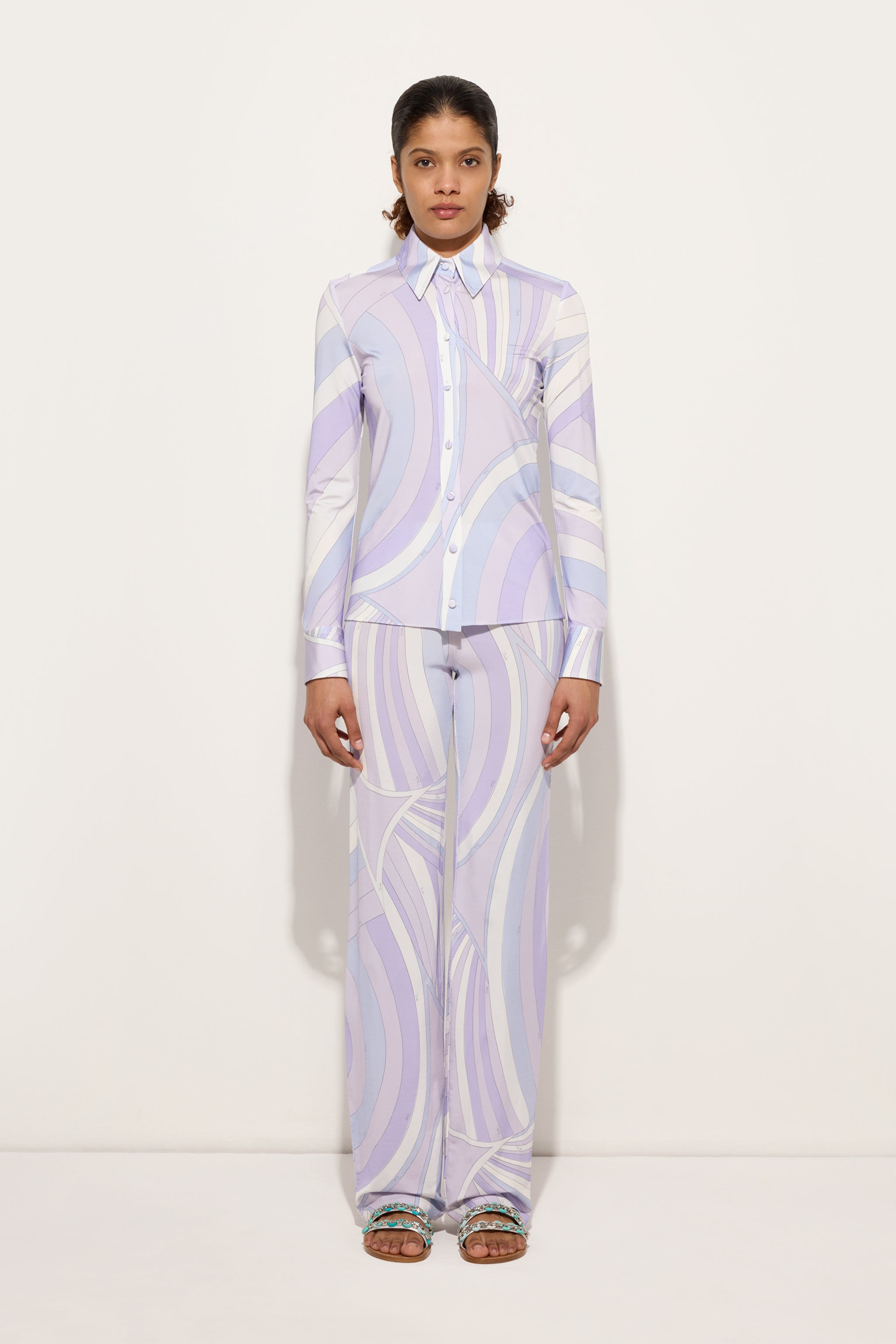 Iride Print Satin Jersey Shirt
 WOMAN Pucci