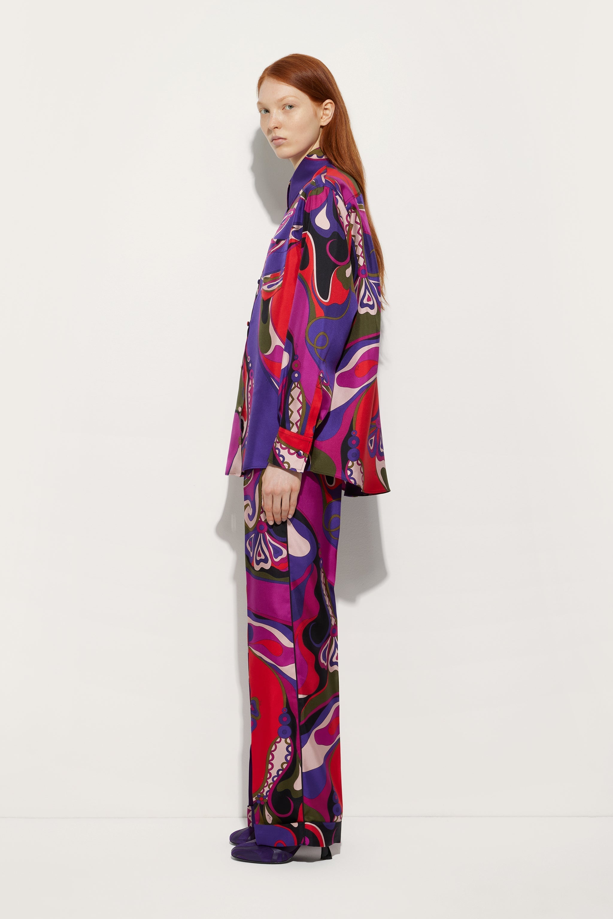 Orchidee Print Silk Pajama Trousers
 WOMAN Pucci
