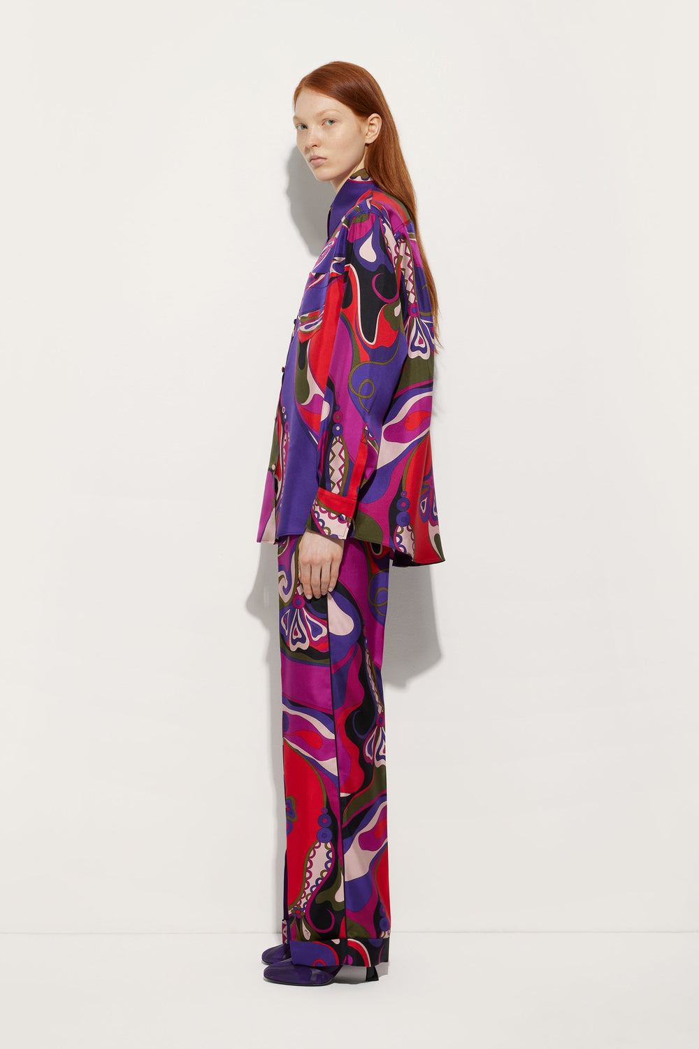 Orchidee Print Silk Pajama Trousers
 WOMAN Pucci