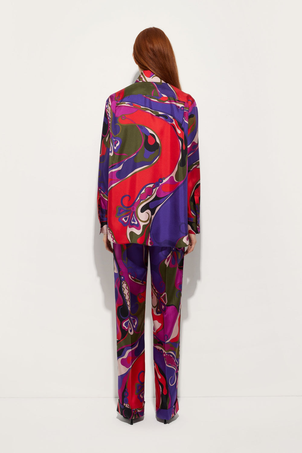 Orchidee Print Silk Pajama Trousers
 WOMAN Pucci