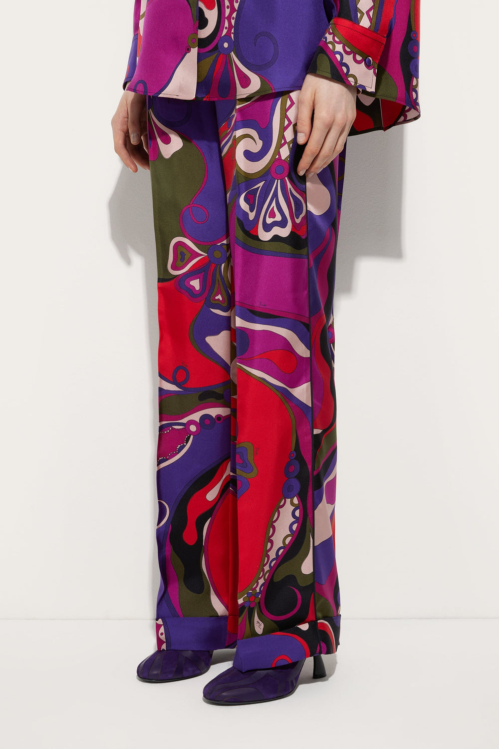 Orchidee Print Silk Pajama Trousers
 WOMAN Pucci
