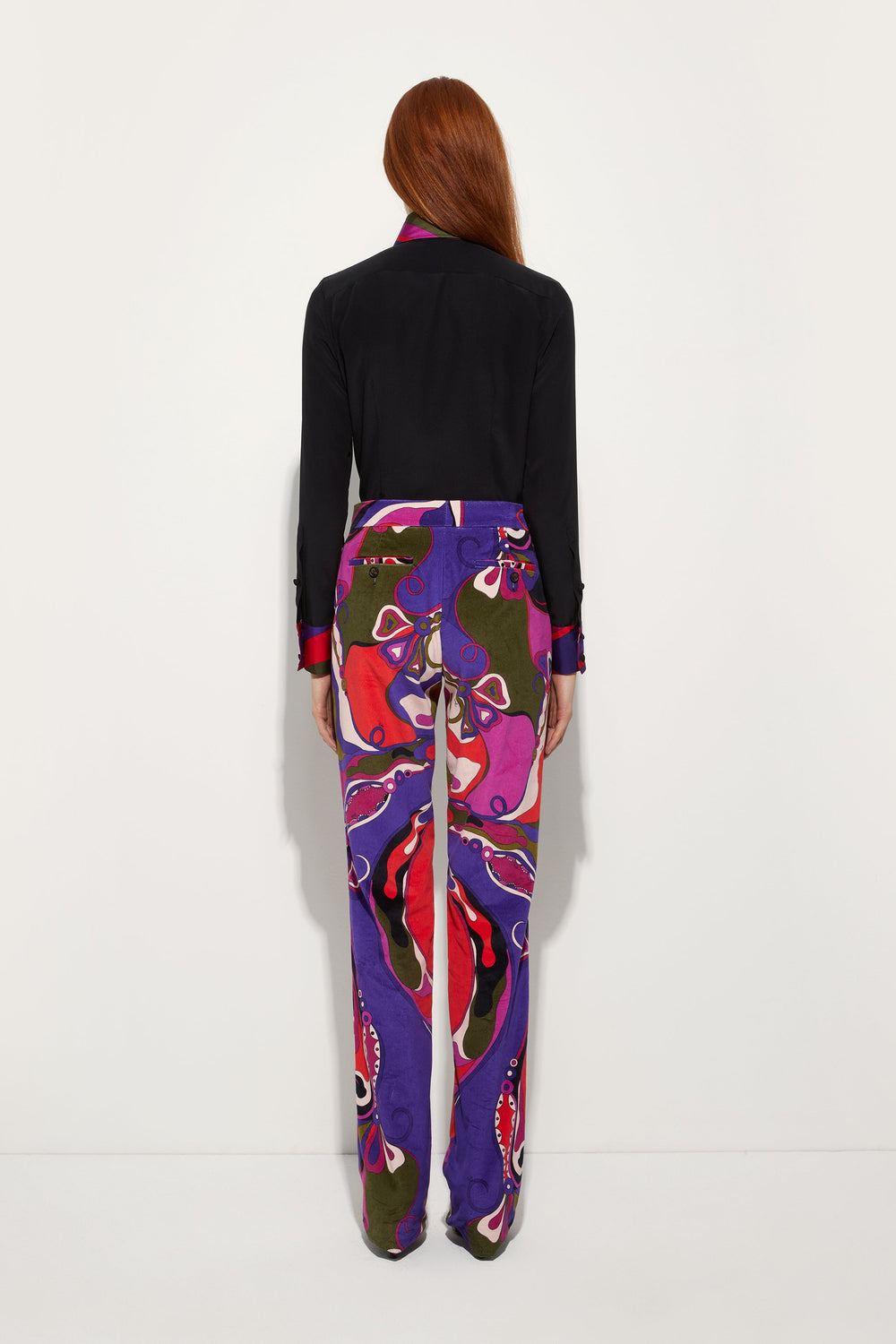 Orchidee Print Straight Velvet Pants
 WOMAN Pucci