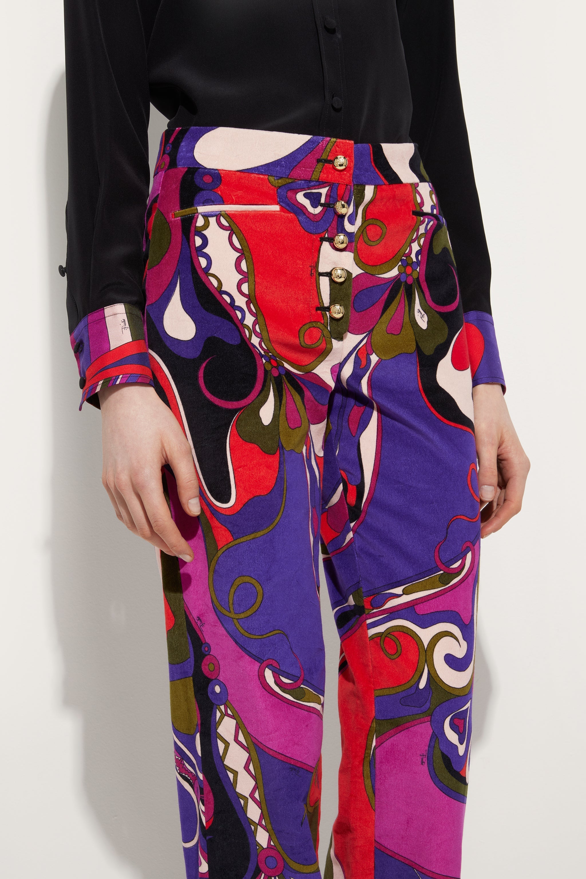Orchidee Print Straight Velvet Pants
 WOMAN Pucci