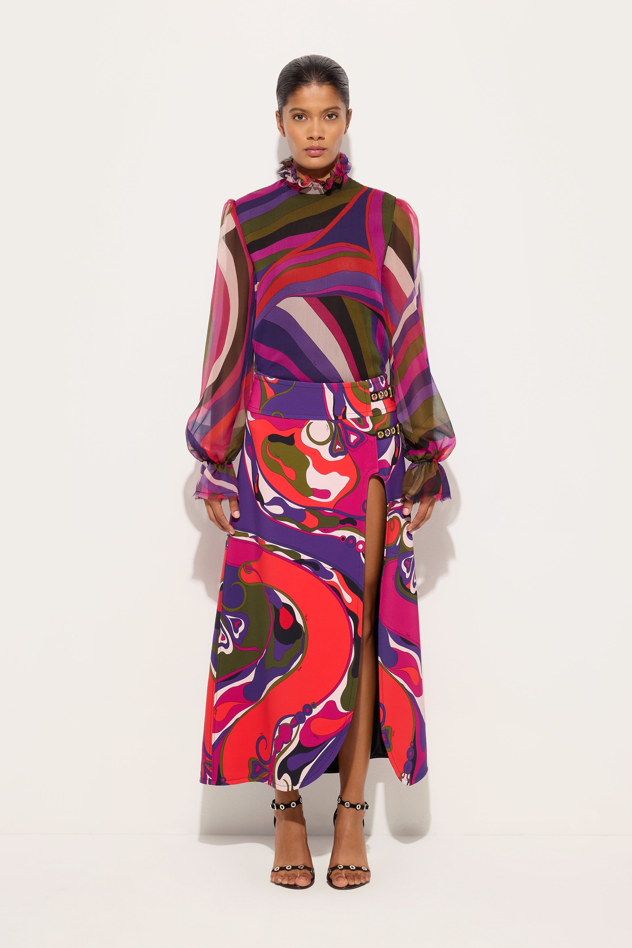 Orchidee Print Midi Skirt
 WOMAN Pucci