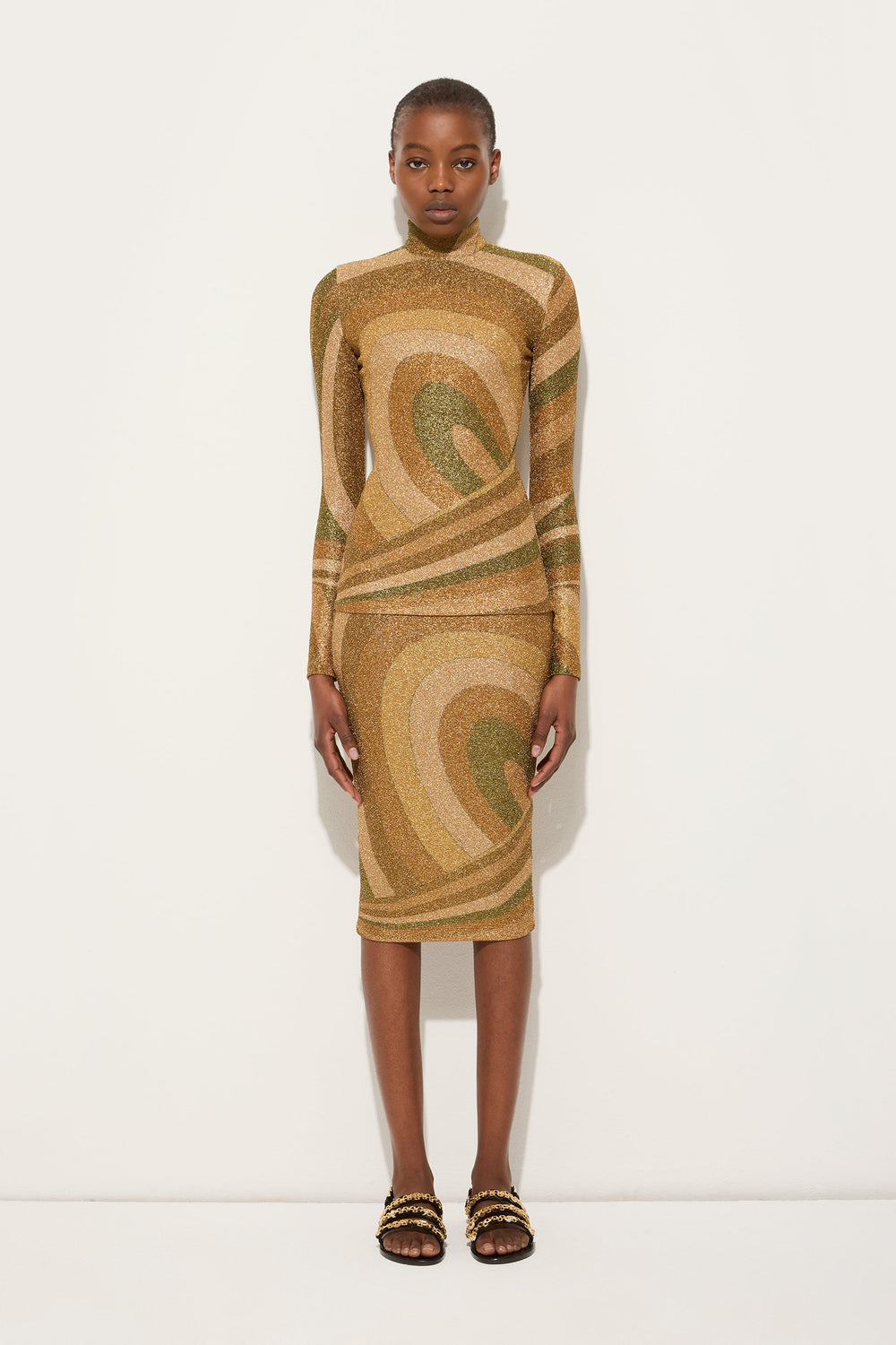 Iride Print Lamé Jersey Midi Skirt
 WOMAN Pucci