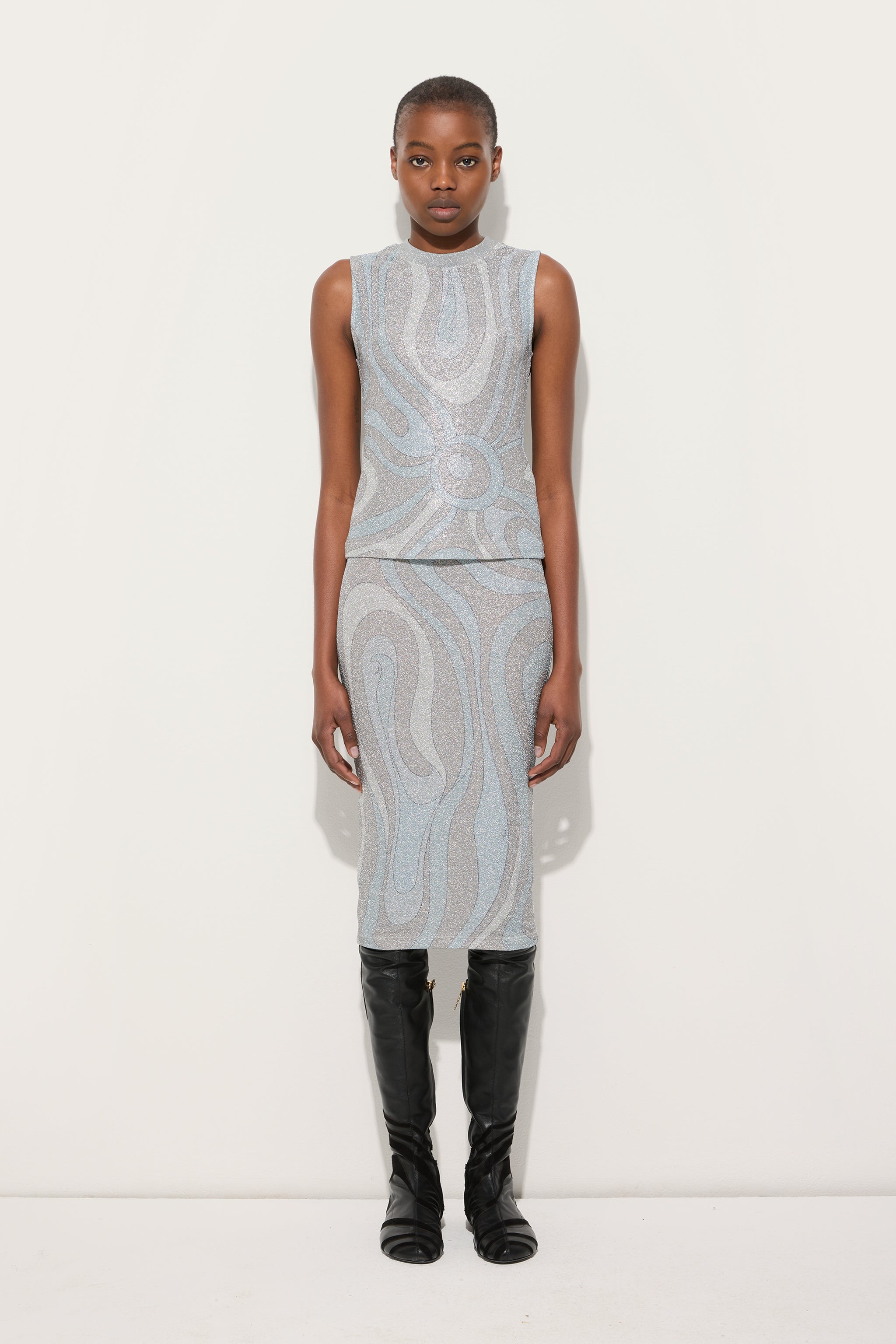 Marmo Print Midi Skirt in Jersey Lamé
 WOMAN Pucci