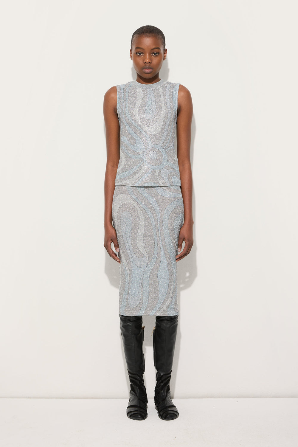 Marmo Print Midi Skirt in Jersey Lamé
 WOMAN Pucci