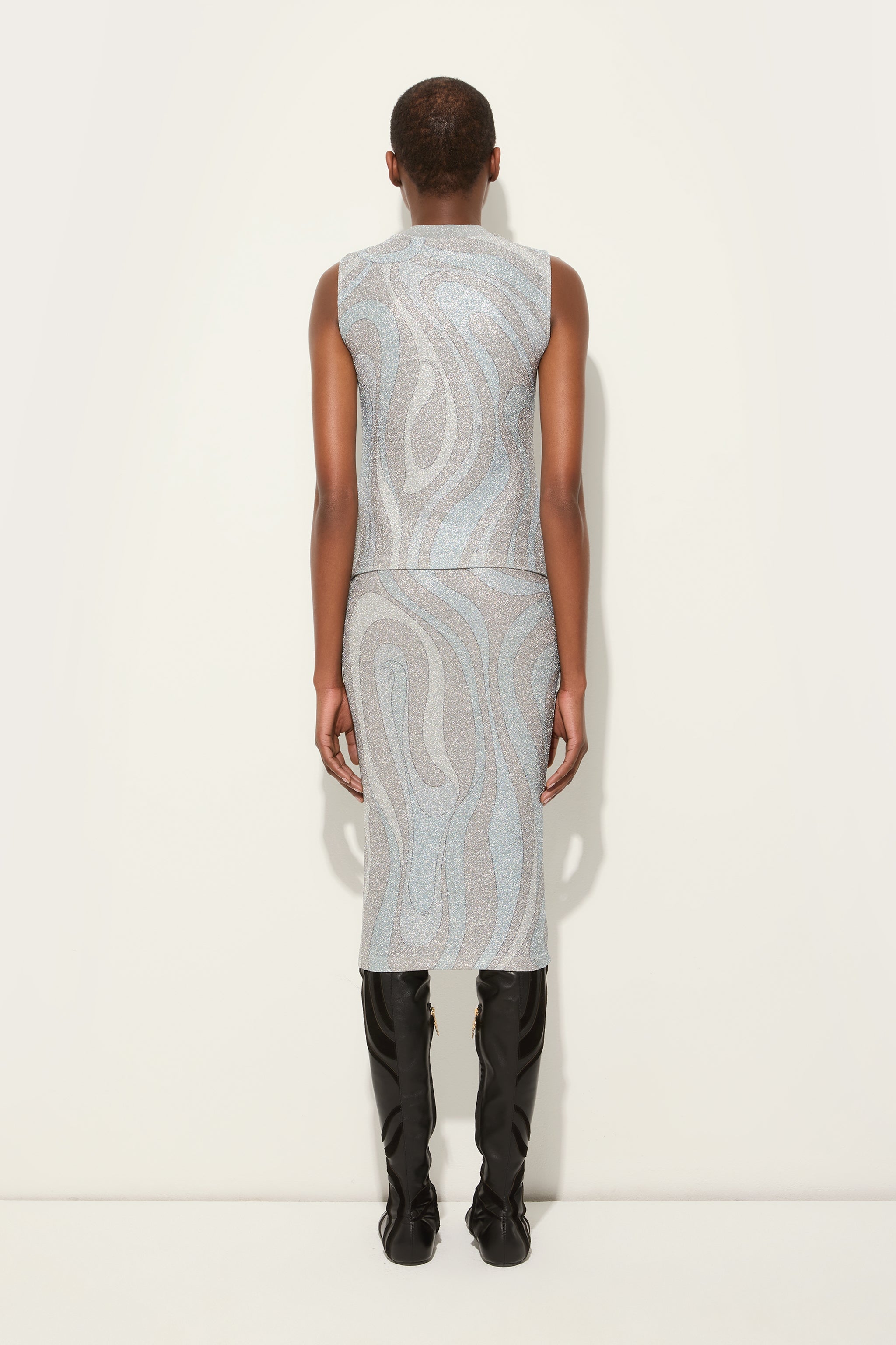 Marmo Print Midi Skirt in Jersey Lamé
 WOMAN Pucci