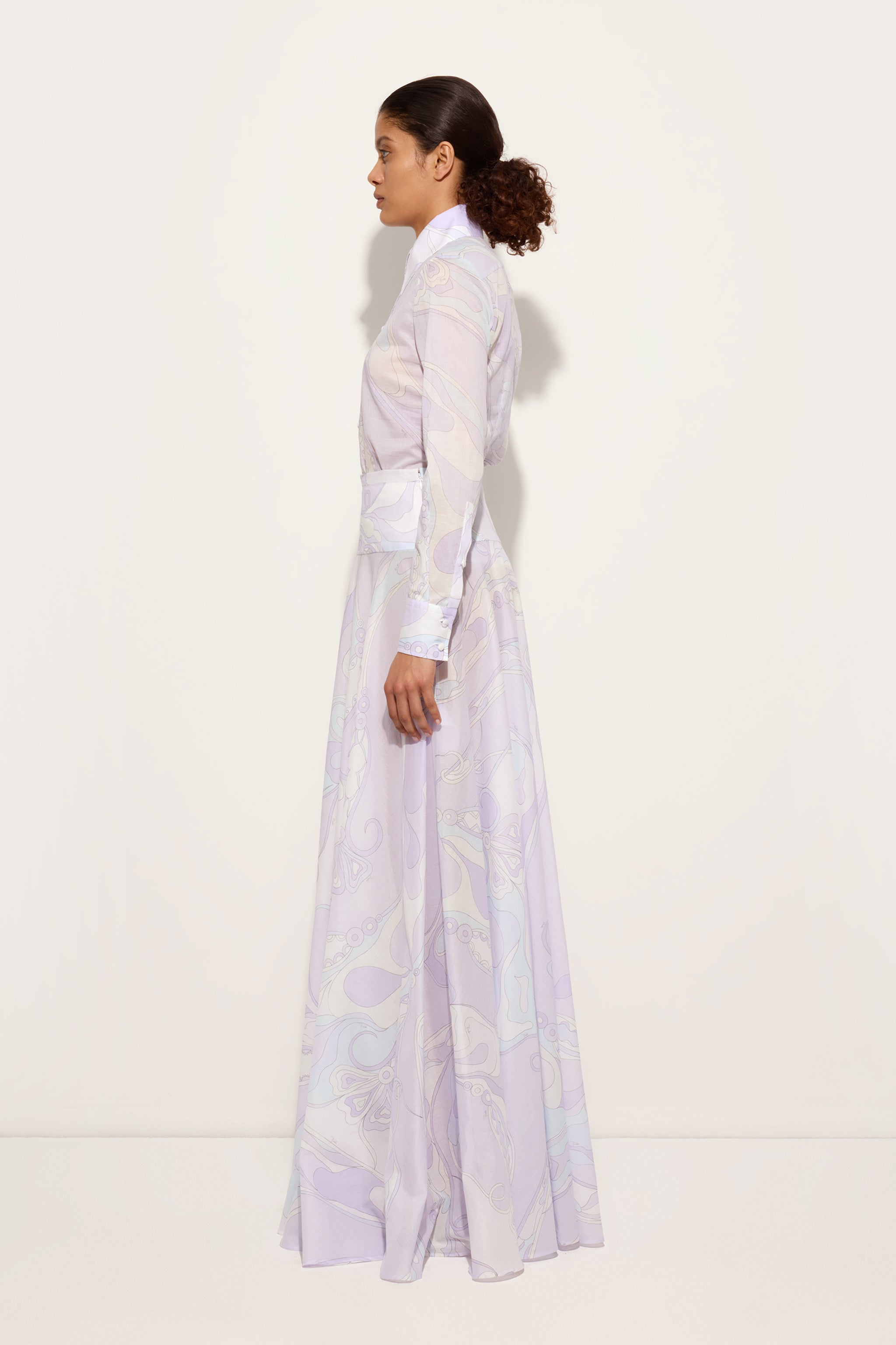 Orchidee Print Long Cotton Skirt
 WOMAN Pucci