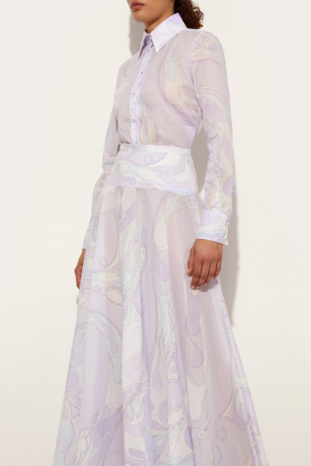 Orchidee Print Long Cotton Skirt
 WOMAN Pucci