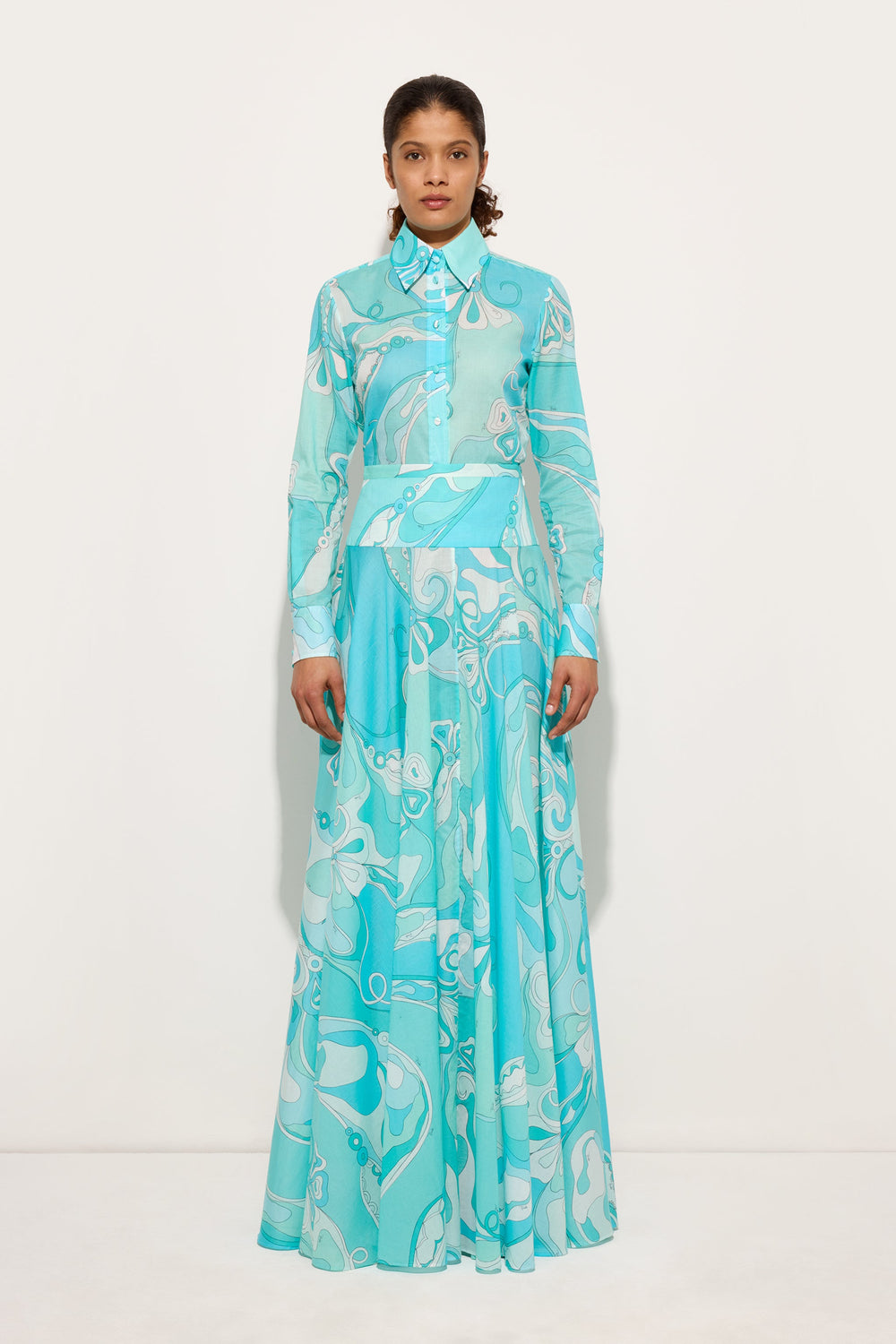 Orchidee Print Long Cotton Skirt
 WOMAN Pucci