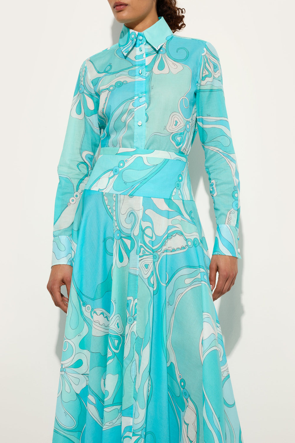 Orchidee Print Long Cotton Skirt
 WOMAN Pucci