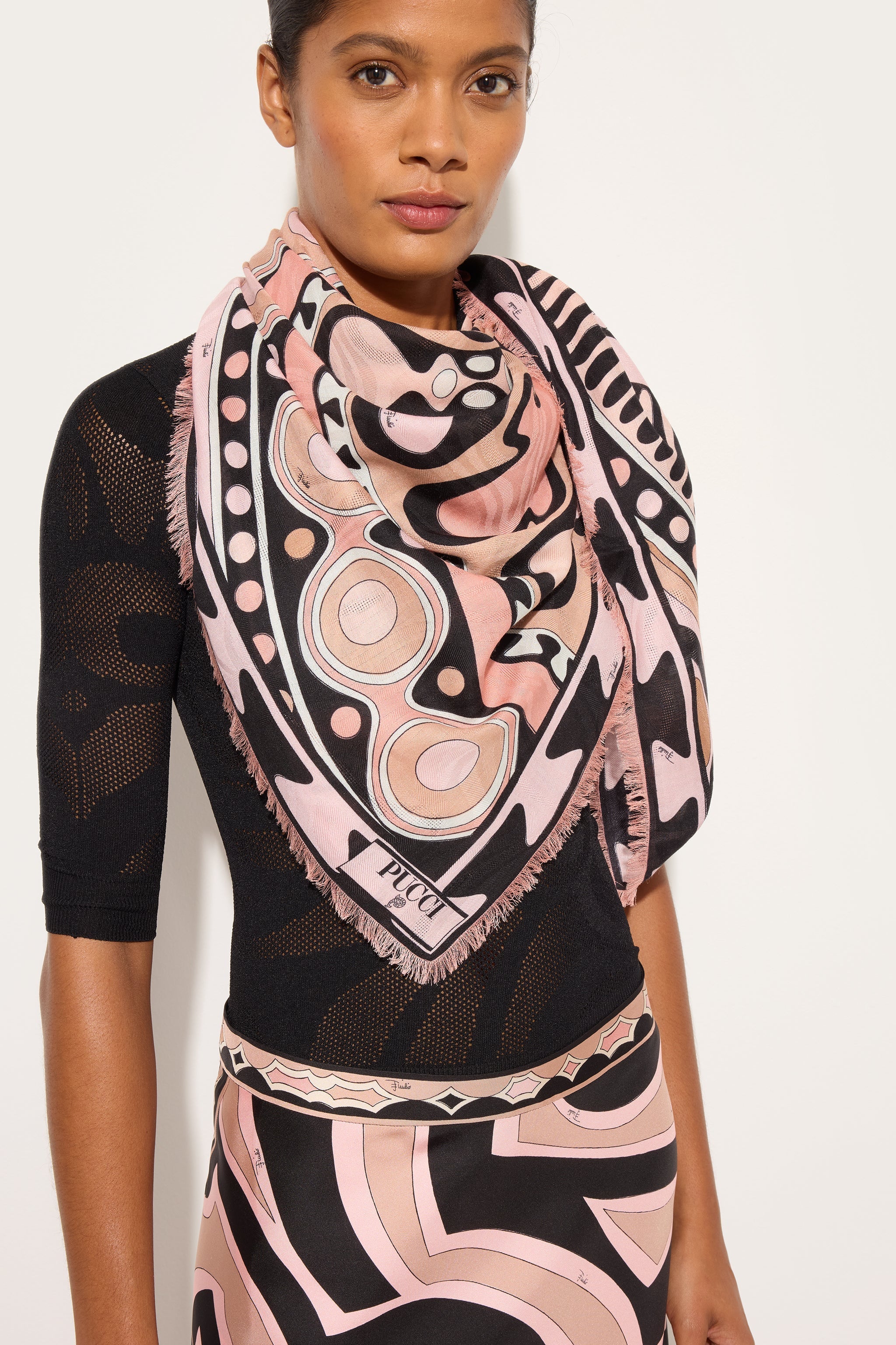 Soleil Print Wool and Silk Pashmina
 WOMAN Pucci