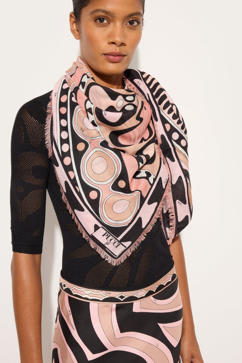 Soleil Print Wool and Silk Pashmina
 WOMAN Pucci