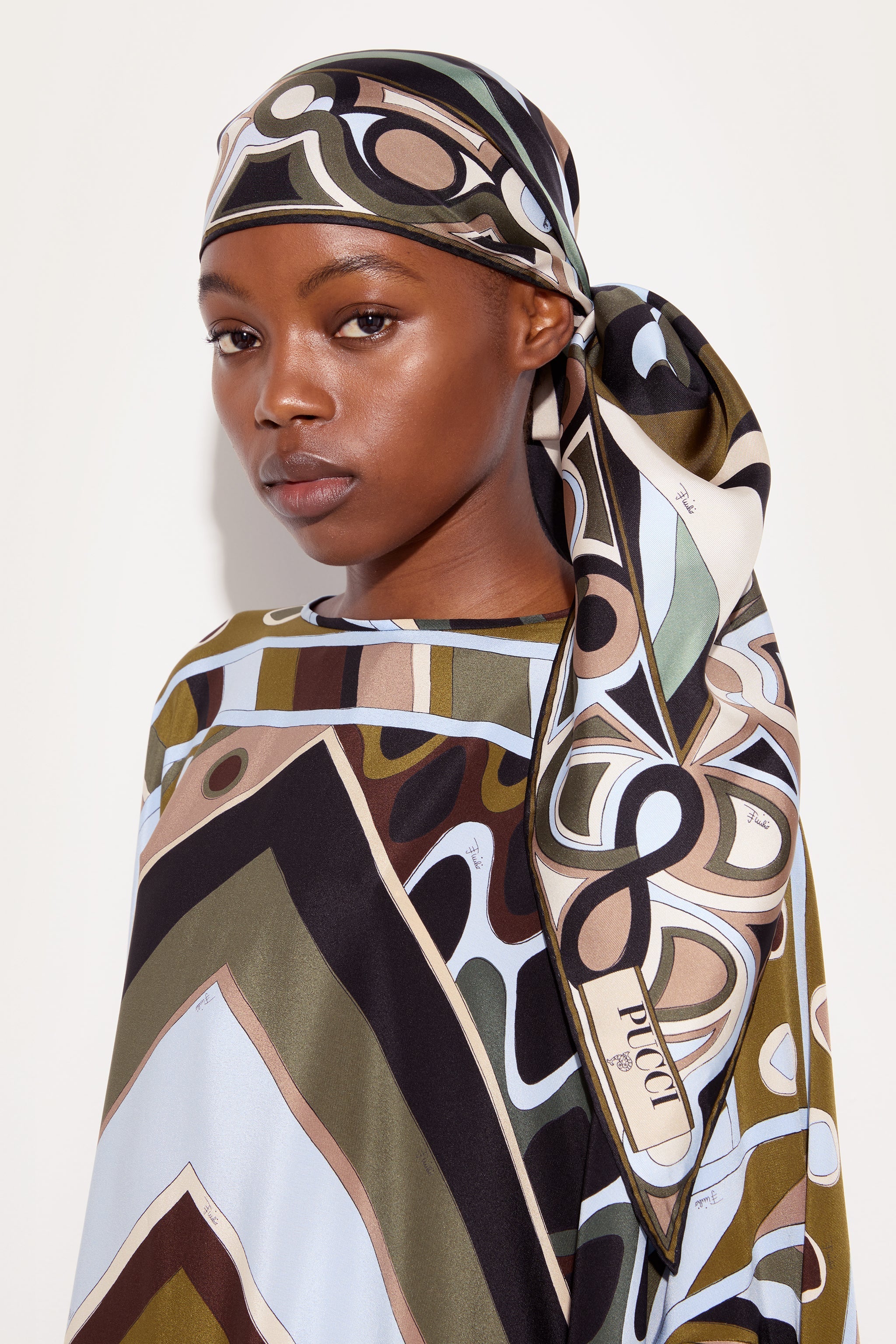 Marmo Print Silk Triangle Scarf
 WOMAN Pucci