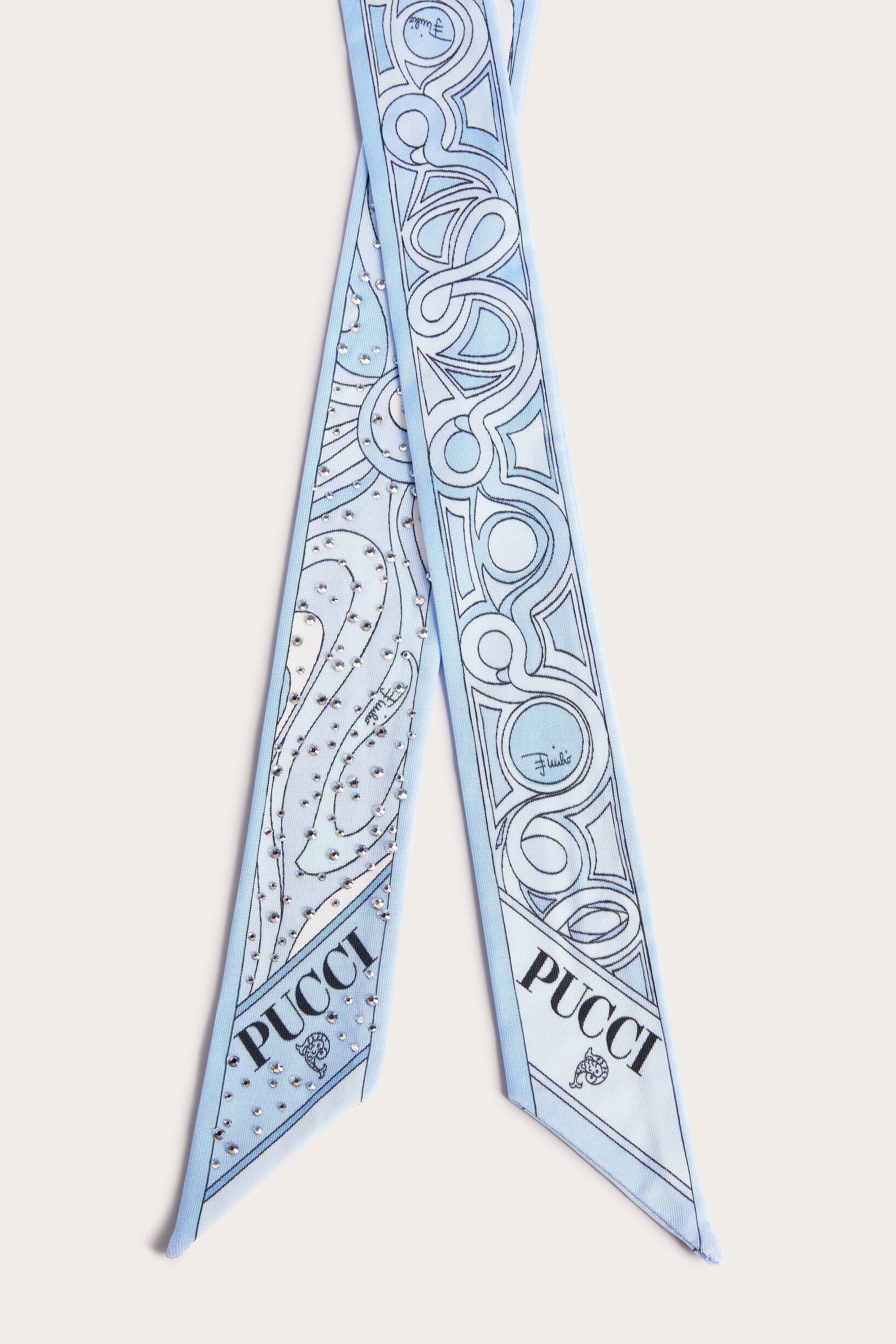 Mixed Print Silk Twill Scarf with Rhinestones
 WOMAN Pucci