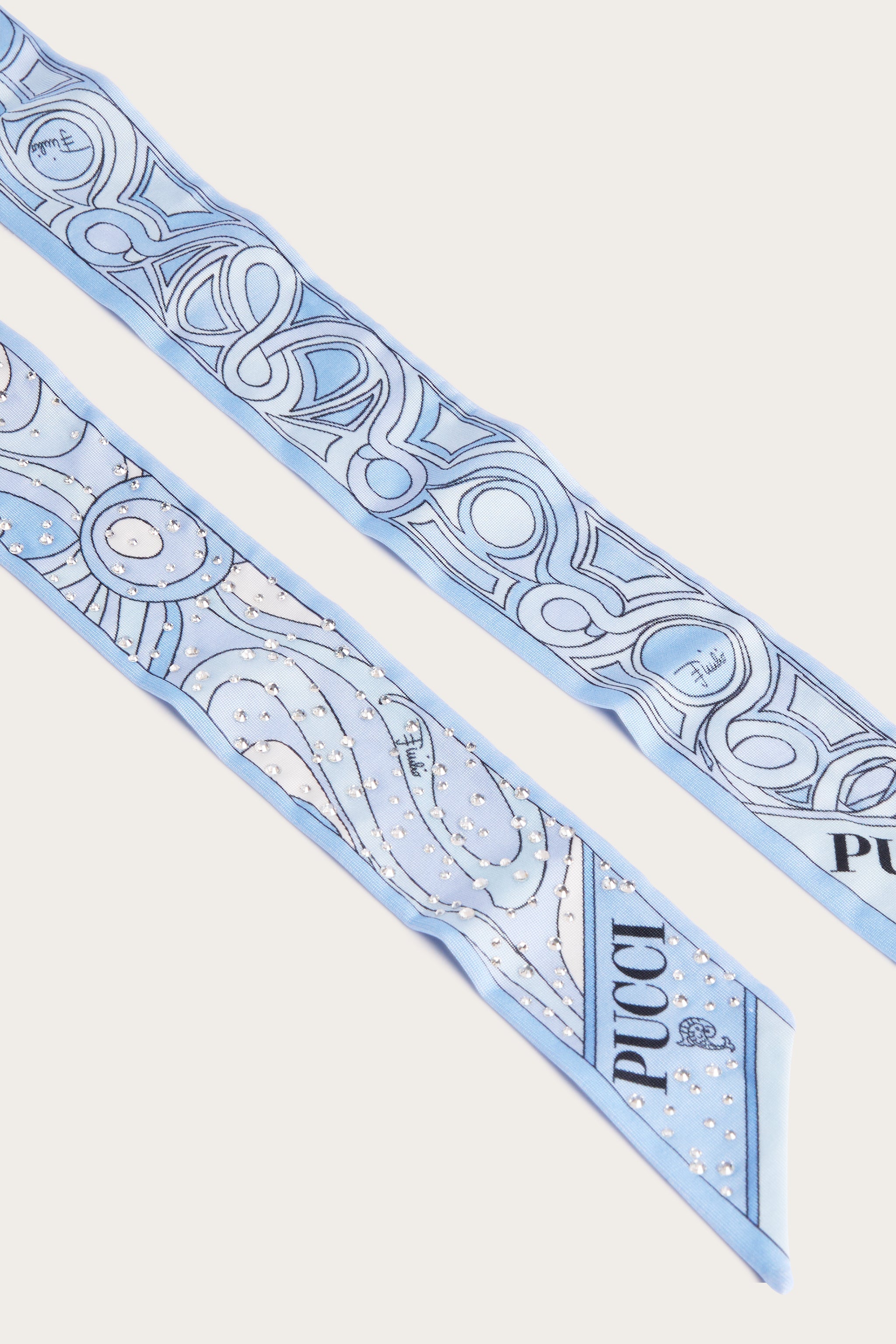 Mixed Print Silk Twill Scarf with Rhinestones
 WOMAN Pucci