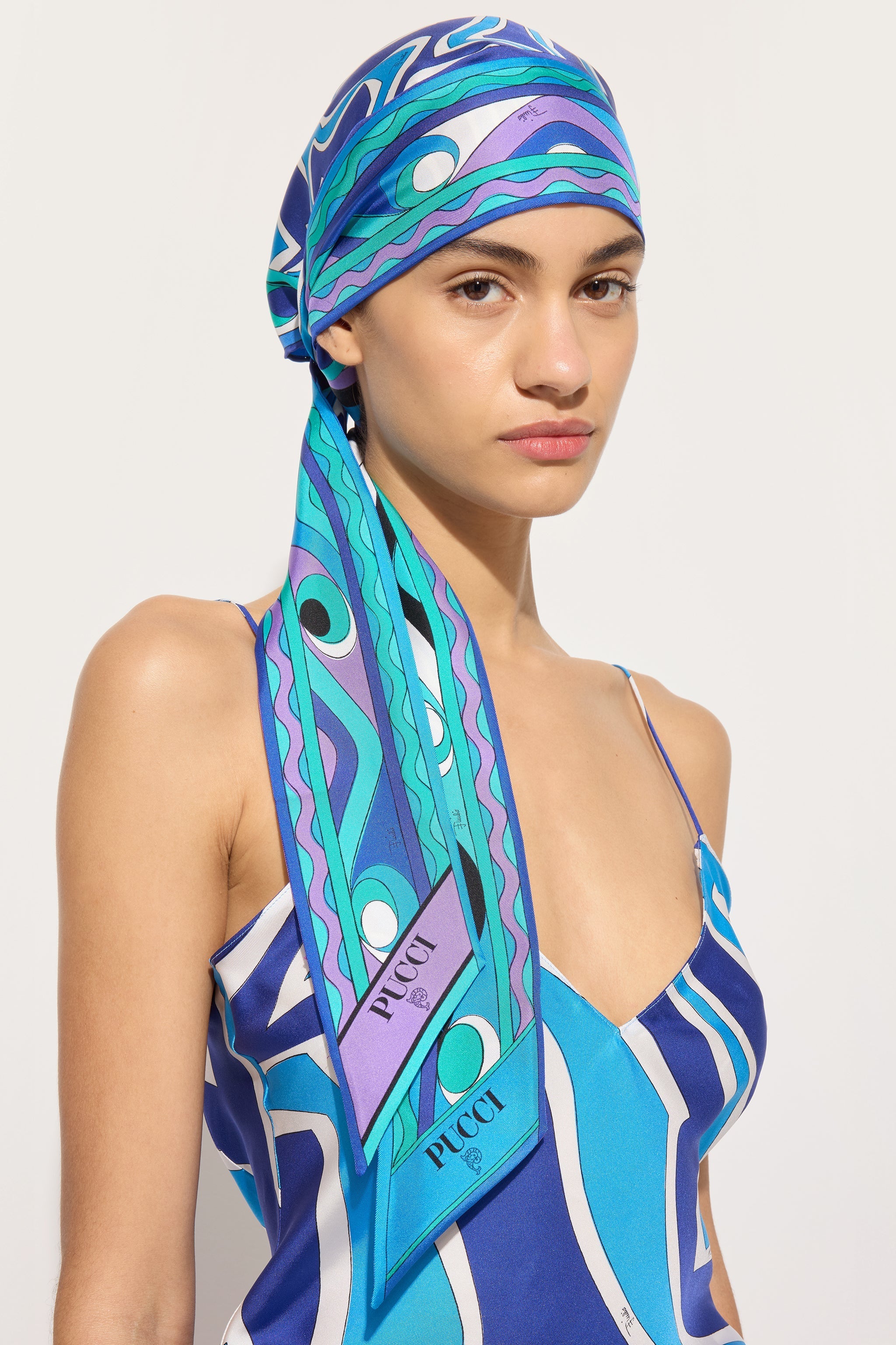 Labirinto Print Silk Triangle Scarf
 WOMAN Pucci