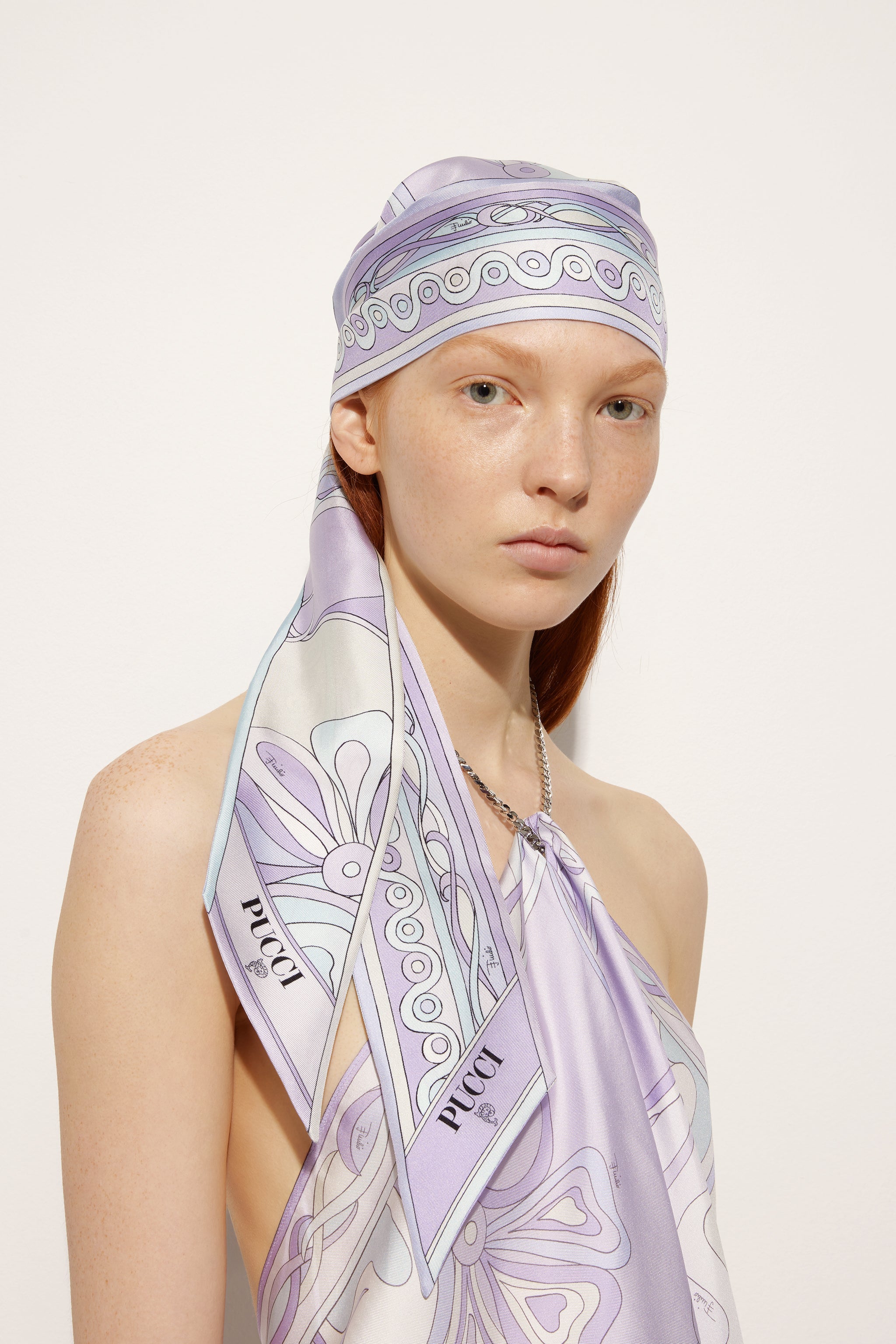 Orchidee Print Silk Twill Scarf
 WOMAN Pucci