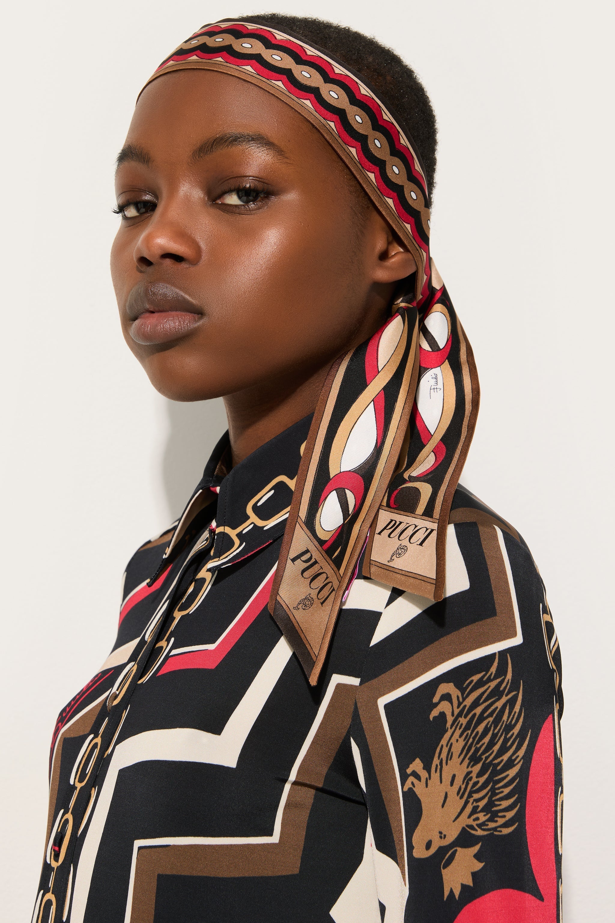 Girandole and Papiro Print Silk Twill Scarf
 WOMAN Pucci